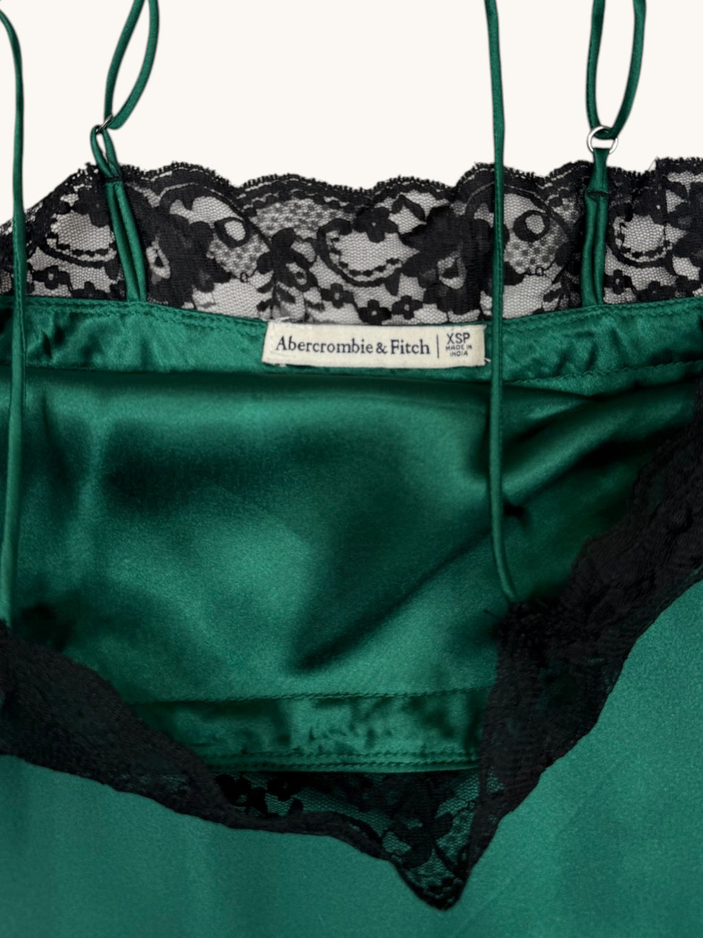00s Abercrombie & Fitch Green Lace Slip Dress - XS