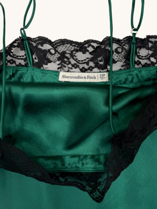 00s Abercrombie & Fitch Green Lace Slip Dress - XS