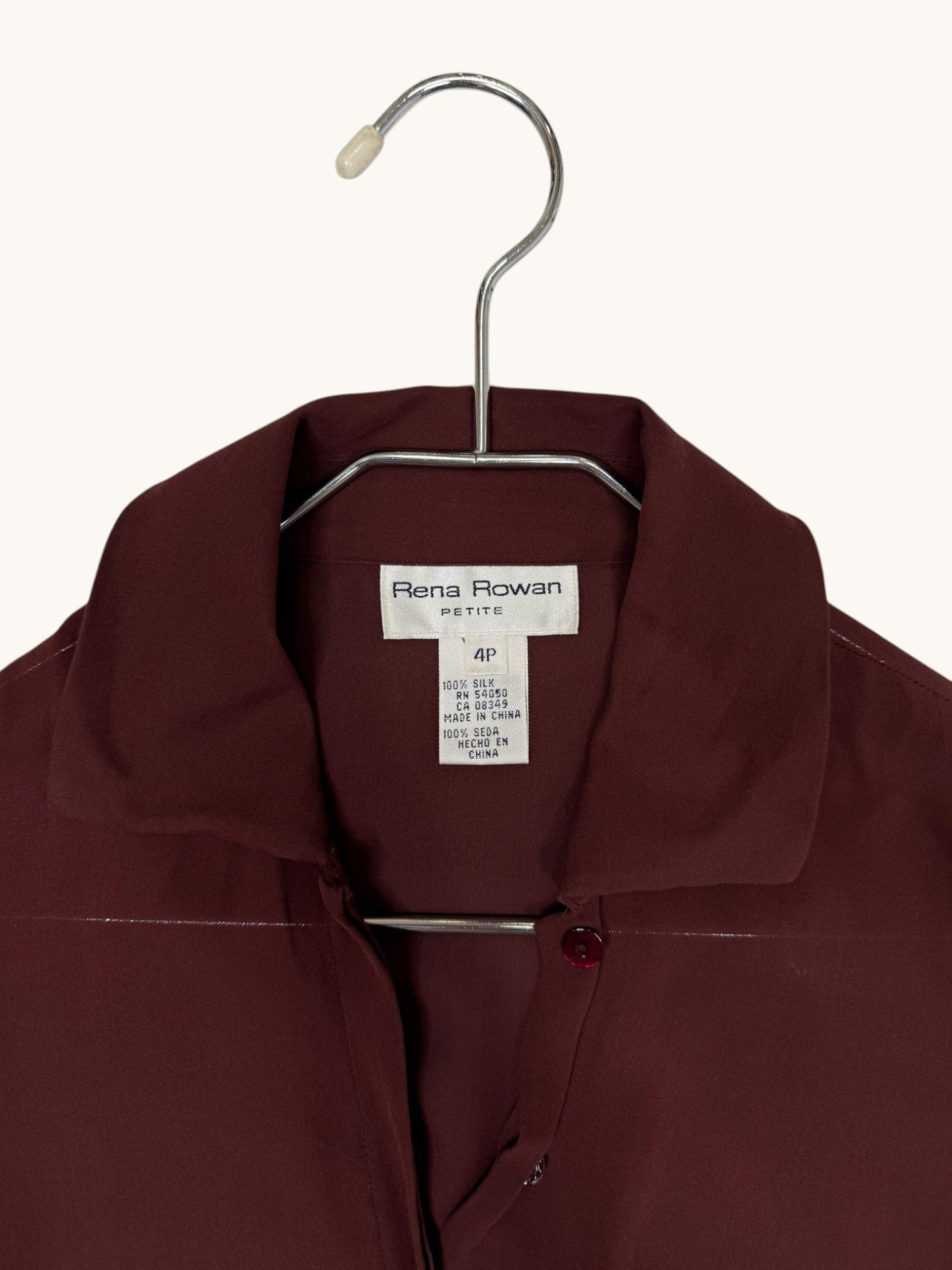 90s Rena Rowan Brown Silk Blouse - 4P