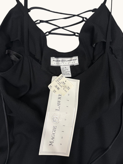 00s Maggie Lawrence Collection Black Button Dress - 8