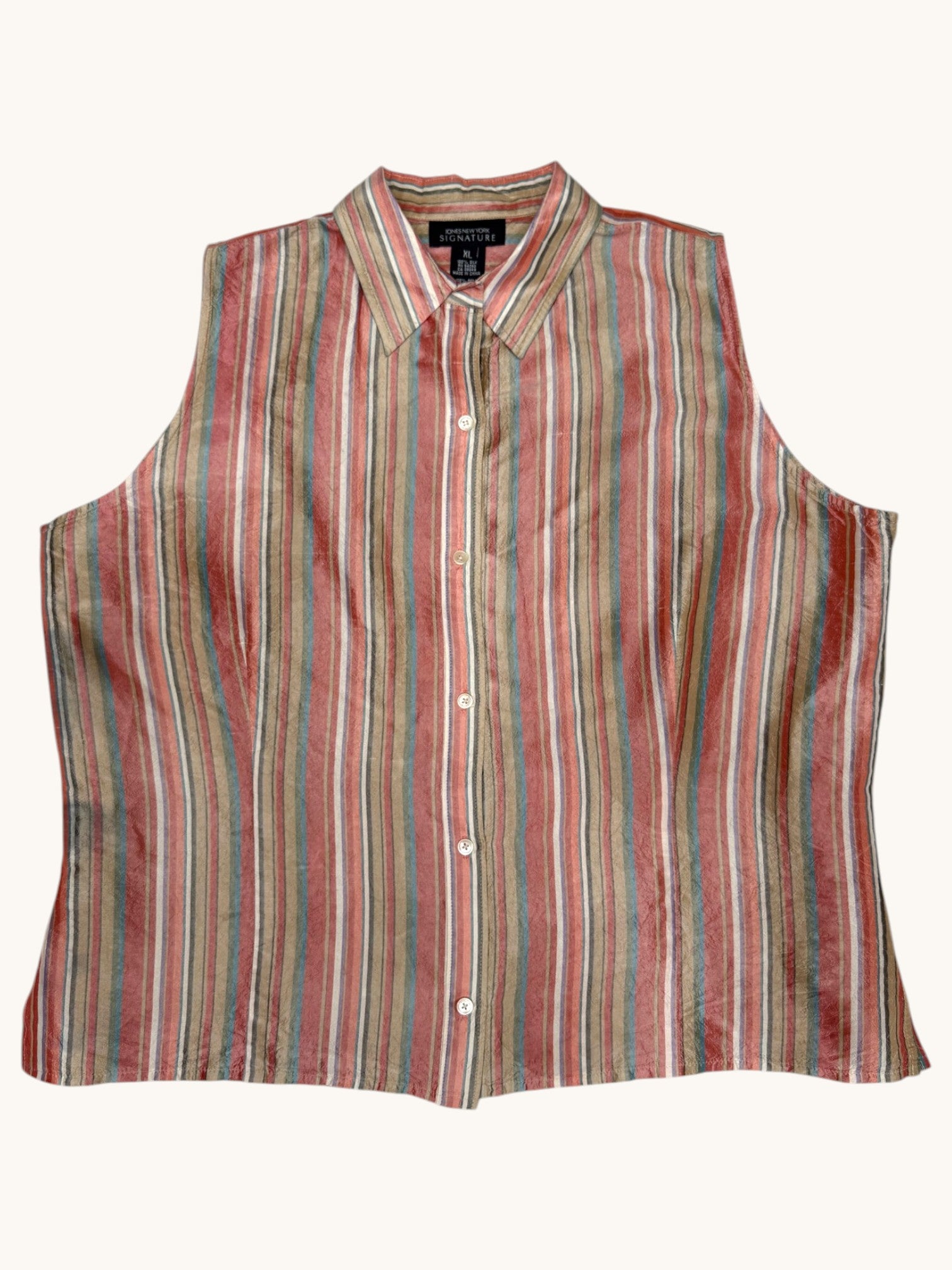90s Jones New York Silk Stripe Vest - XL