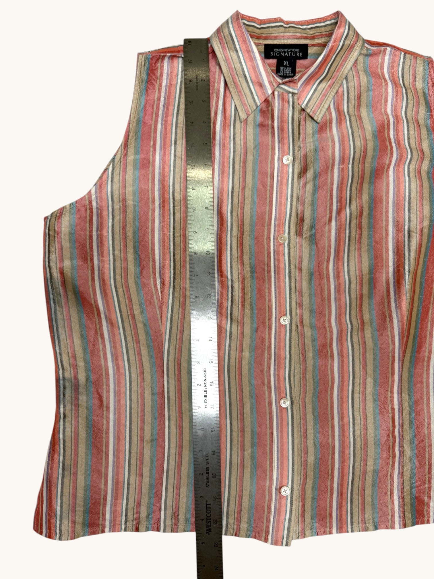 90s Jones New York Silk Stripe Vest - XL