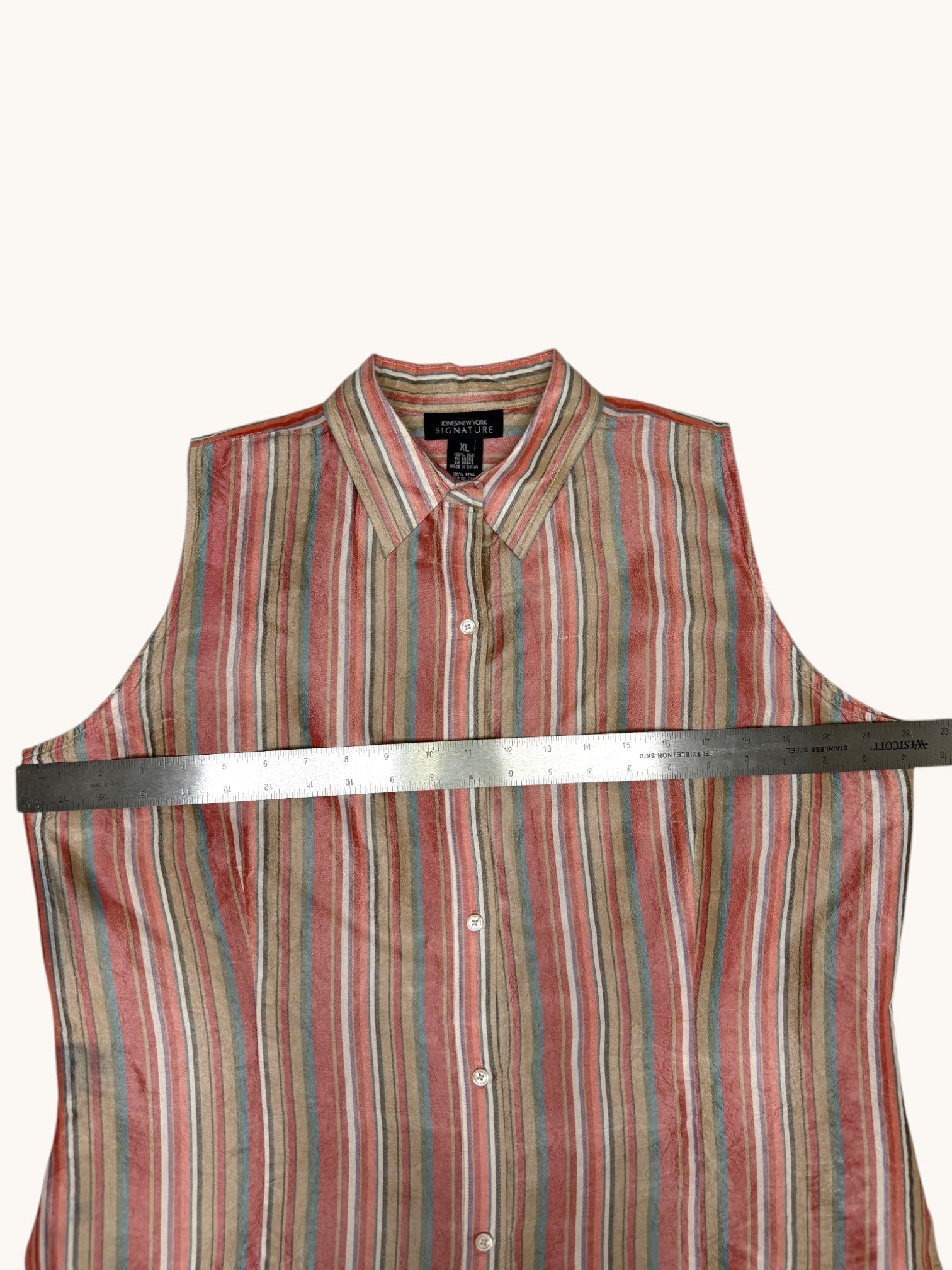 90s Jones New York Silk Stripe Vest - XL