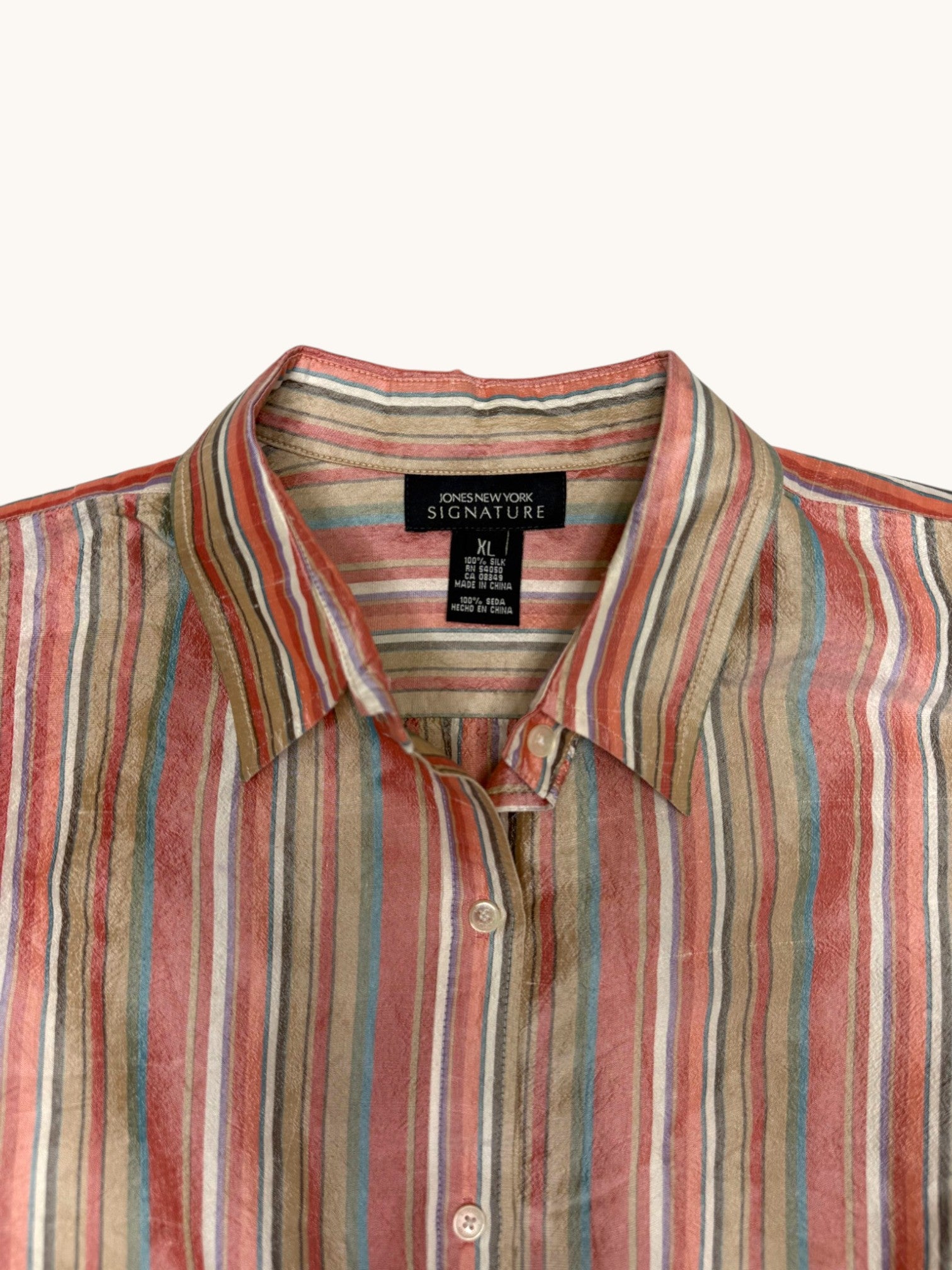 90s Jones New York Silk Stripe Vest - XL