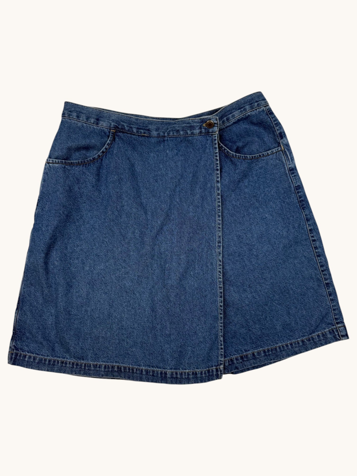 90s Crazy Horse Blue Denim Skort - 14