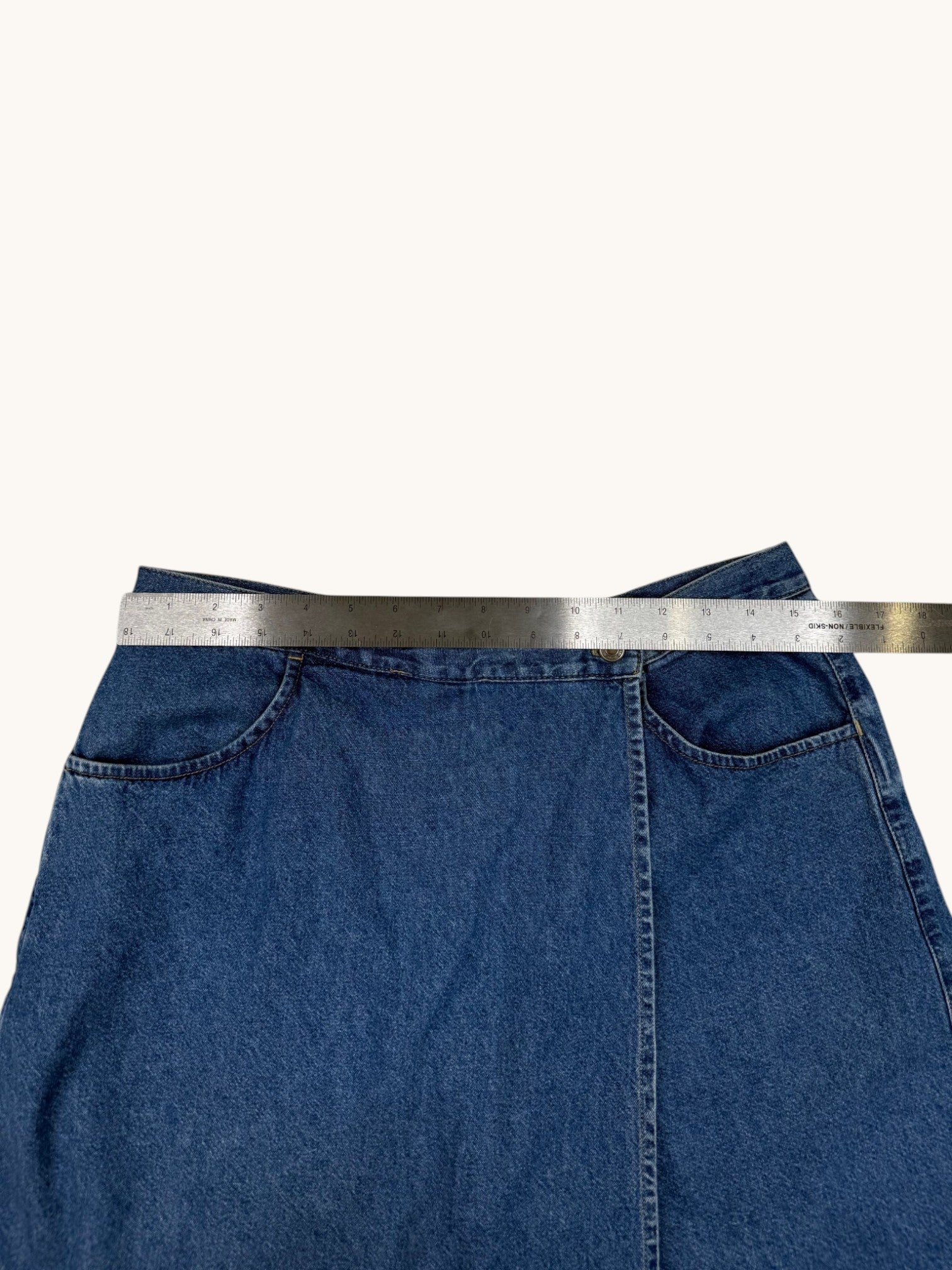 90s Crazy Horse Blue Denim Skort - 14