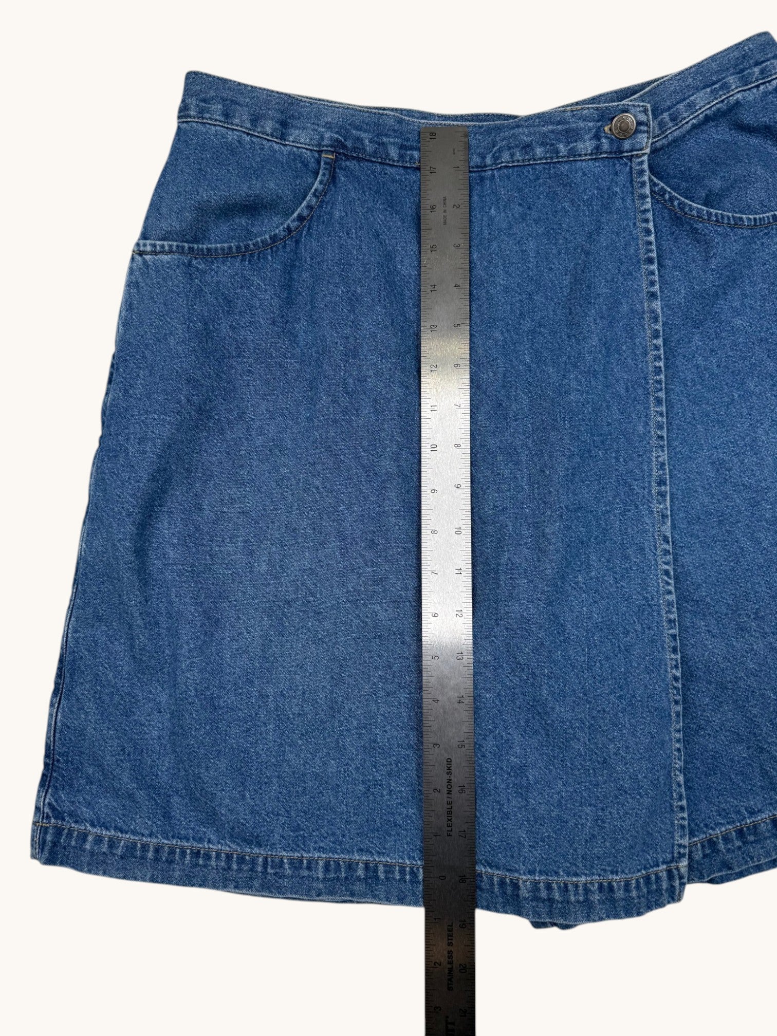 90s Crazy Horse Blue Denim Skort - 14