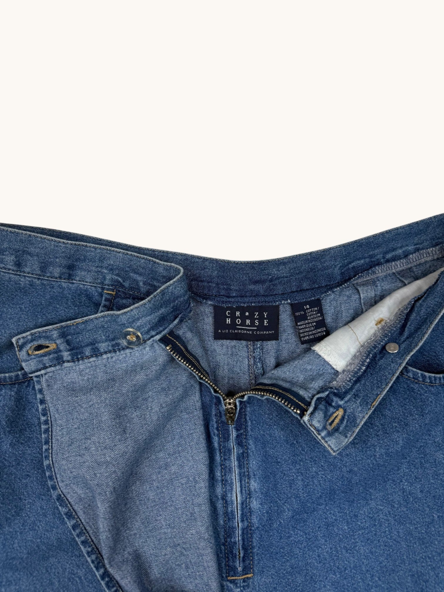 90s Crazy Horse Blue Denim Skort - 14