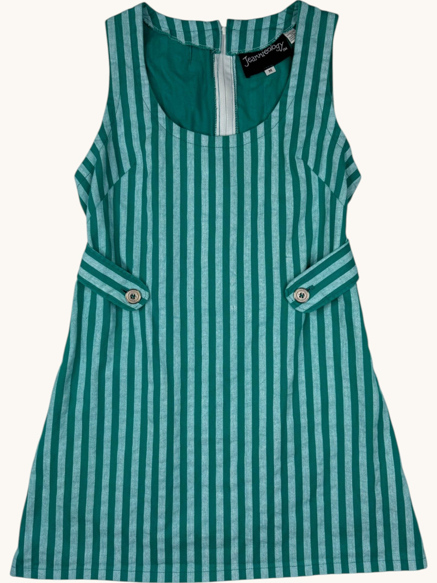 90s Jeannieology Green Stripe Dress - M