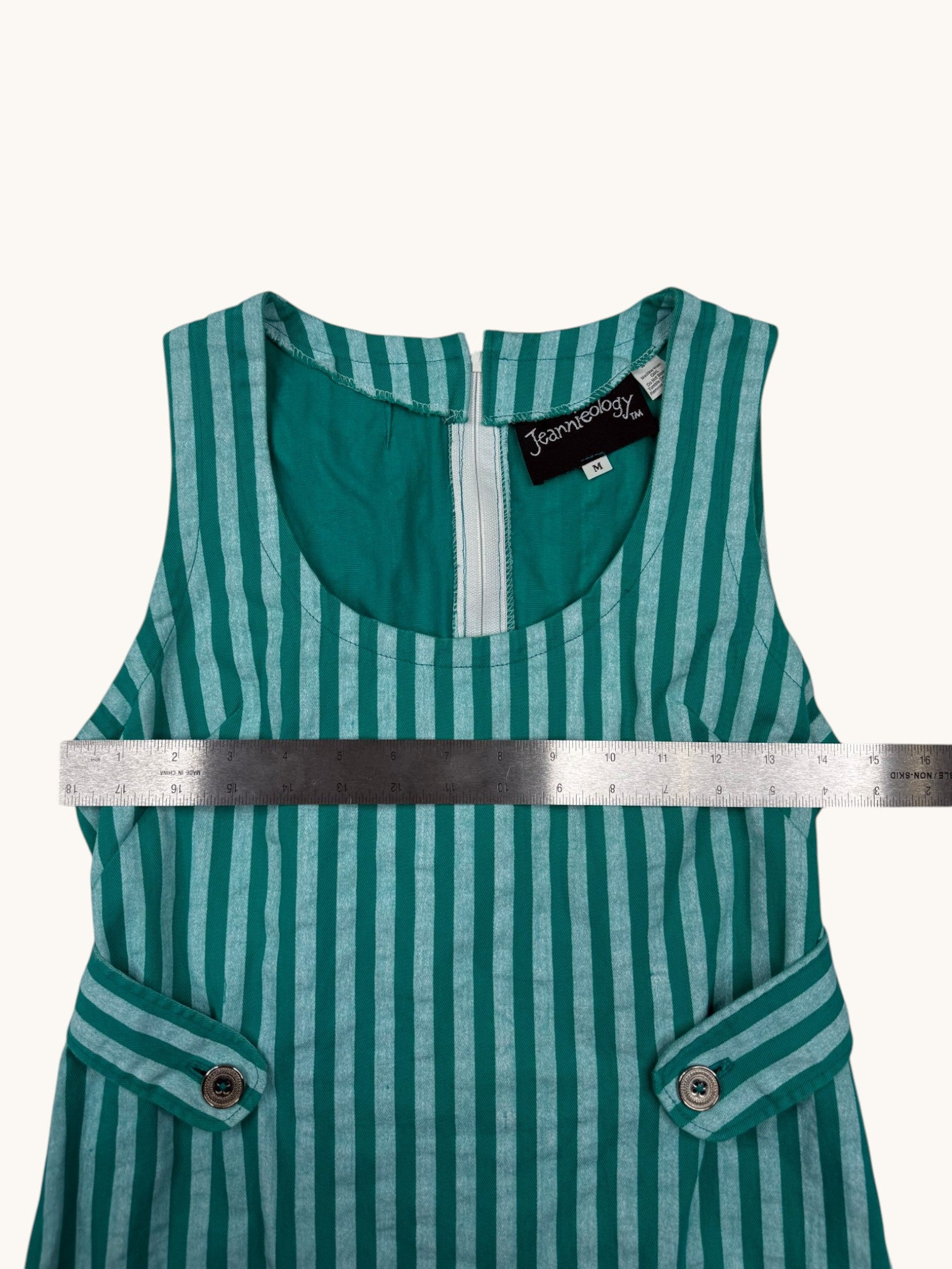 90s Jeannieology Green Stripe Dress - M
