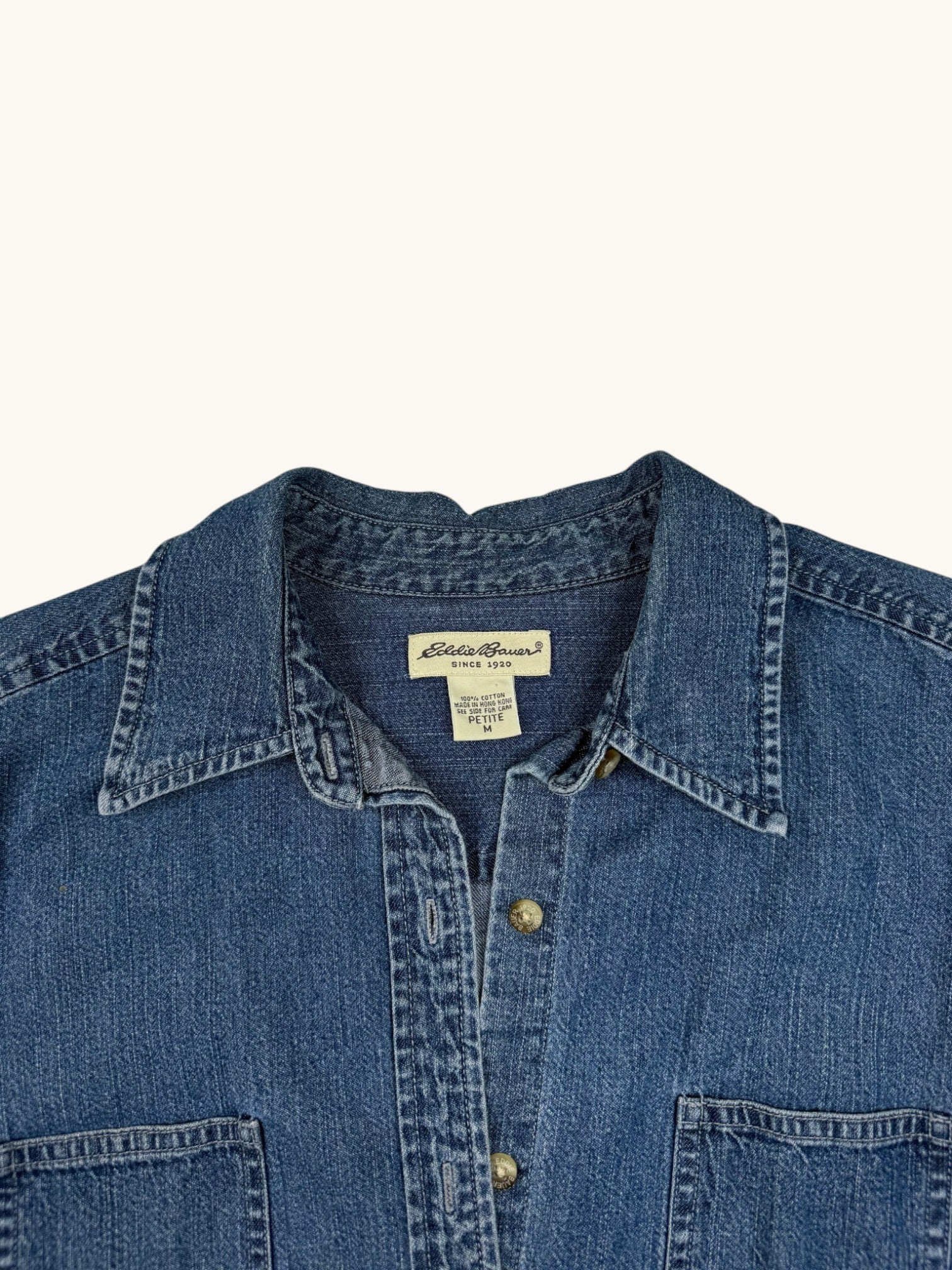 90s Eddie Bauer Blue Denim Button Up Shirt - M