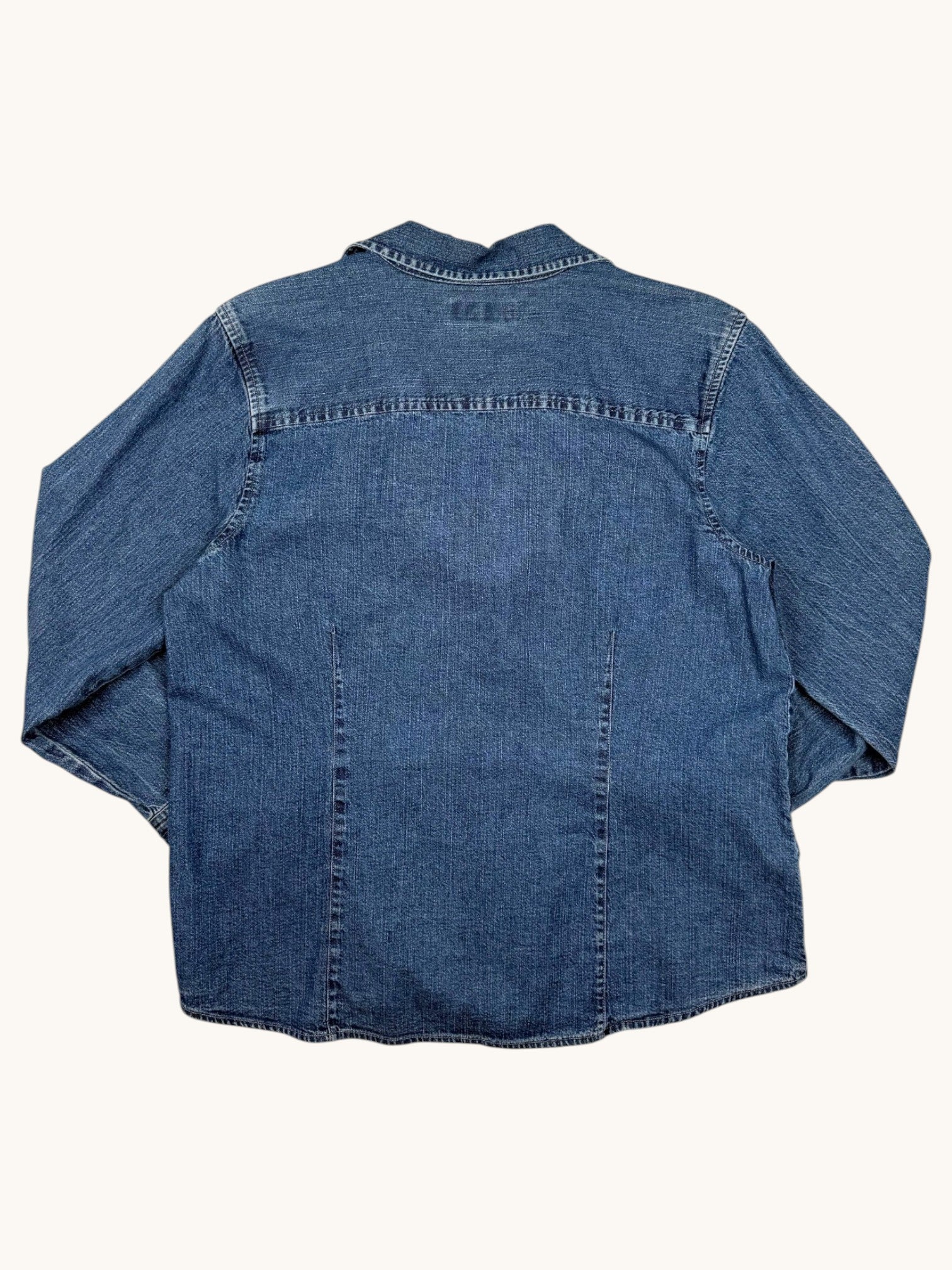 90s Eddie Bauer Blue Denim Button Up Shirt - M