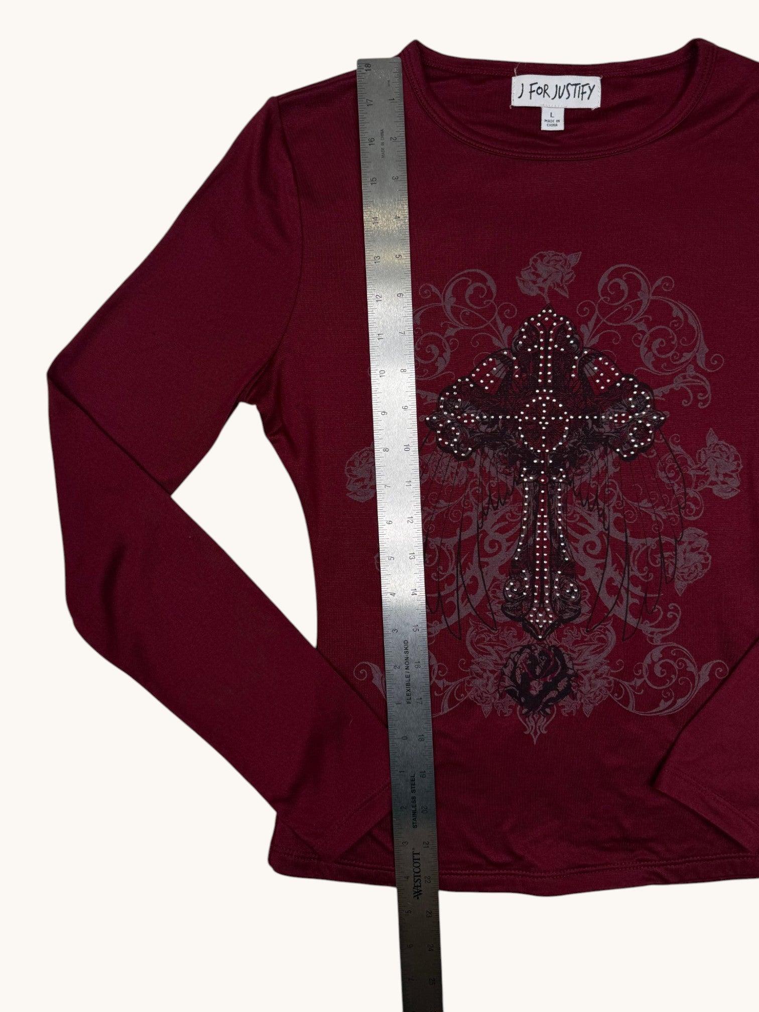 00s J For Justify Red Long Sleeve Top - L