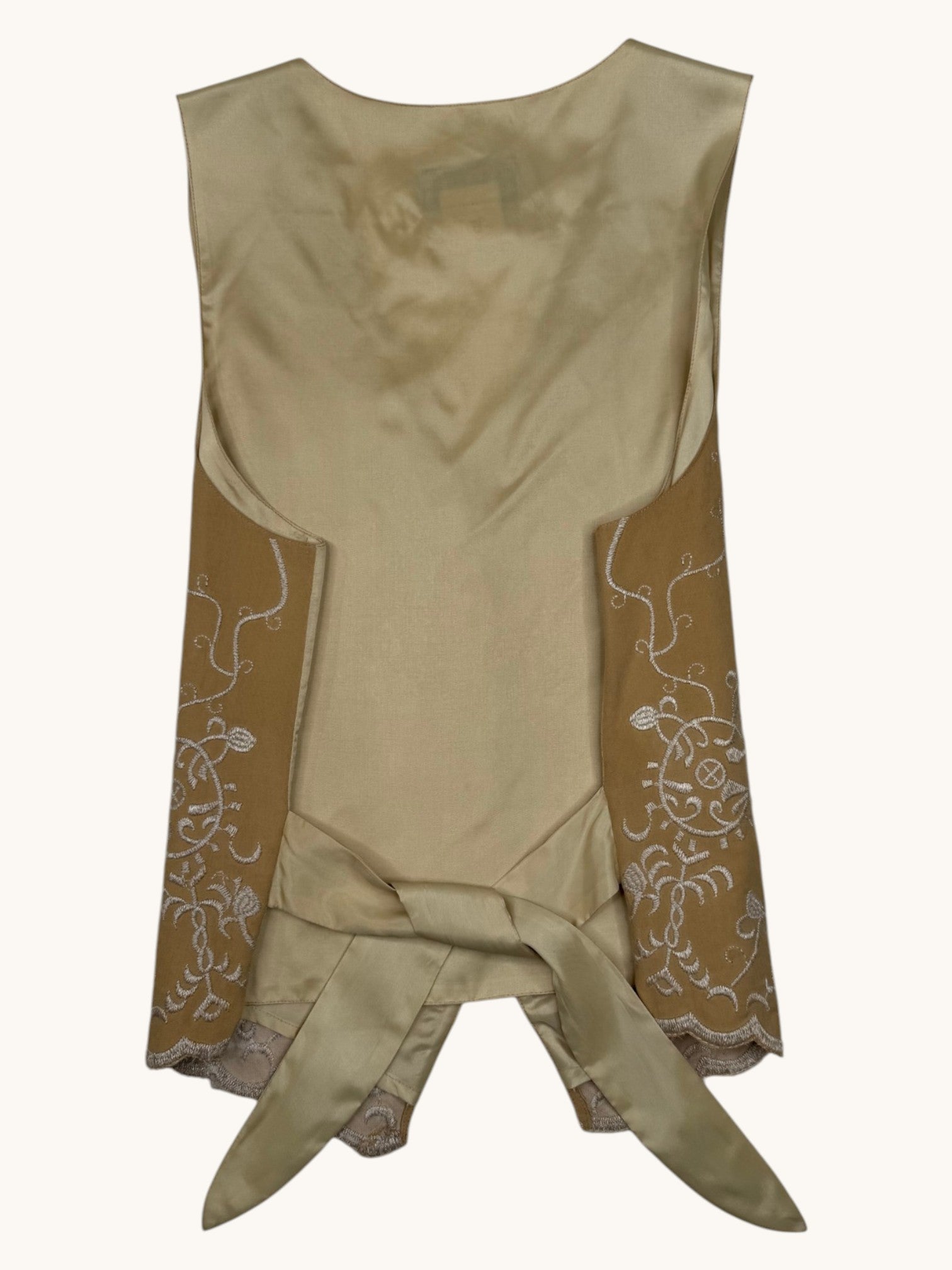 90s Yvonne Sachs Beige Embroidered Vest