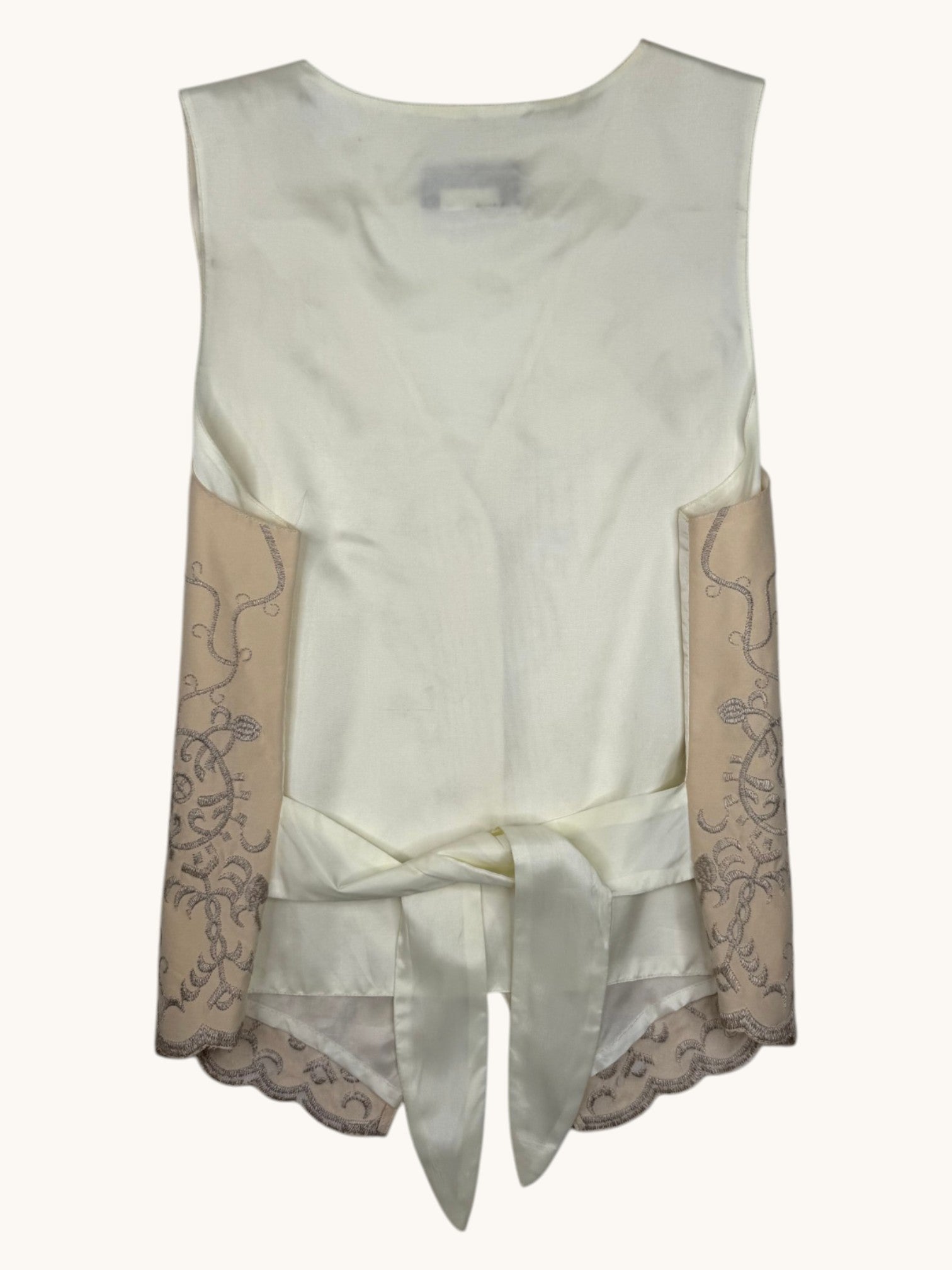 90s Yvonne Sachs Beige Embroidered Vest