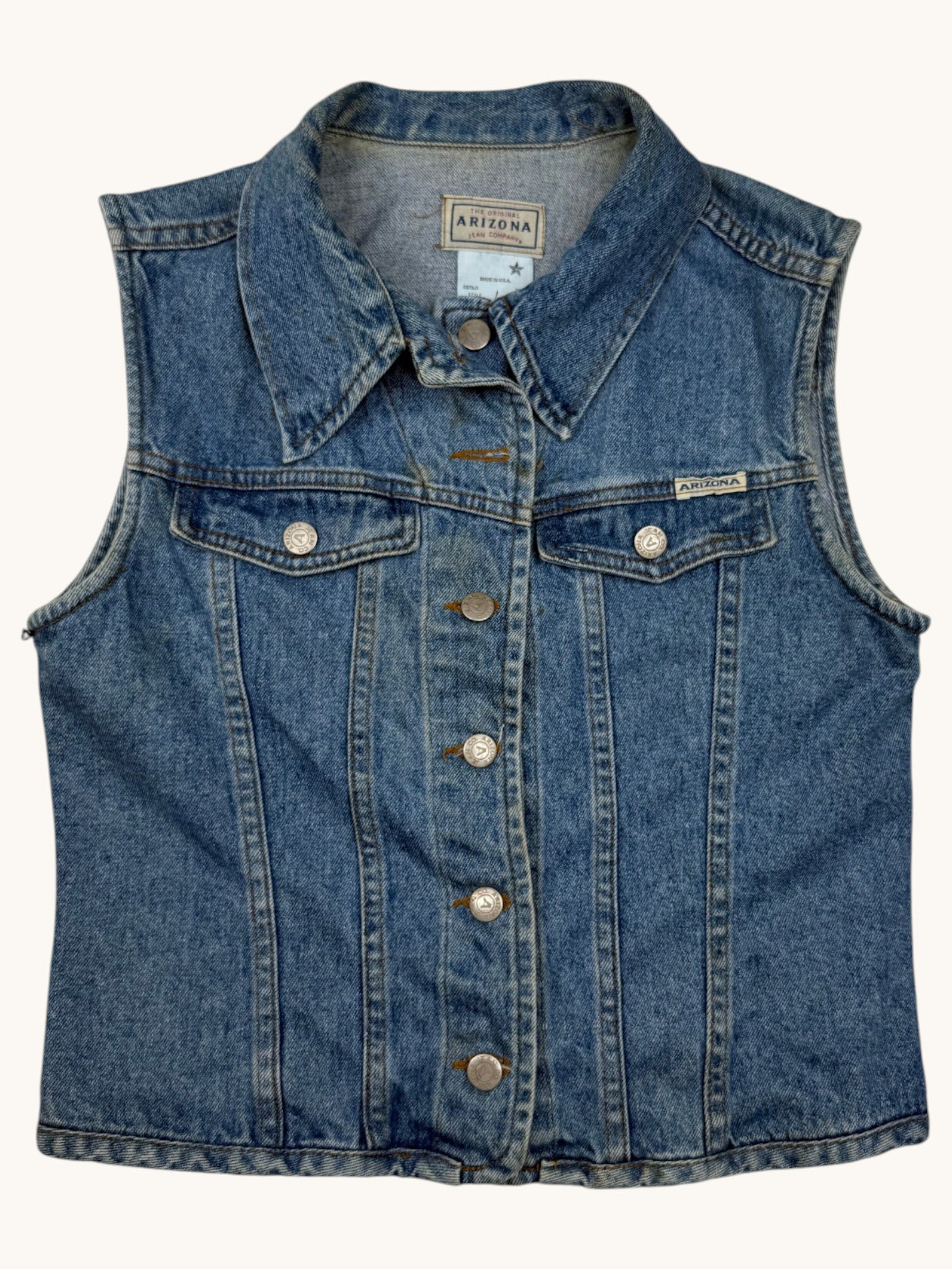 90s Arizona Jean Company Blue Denim Vest - M