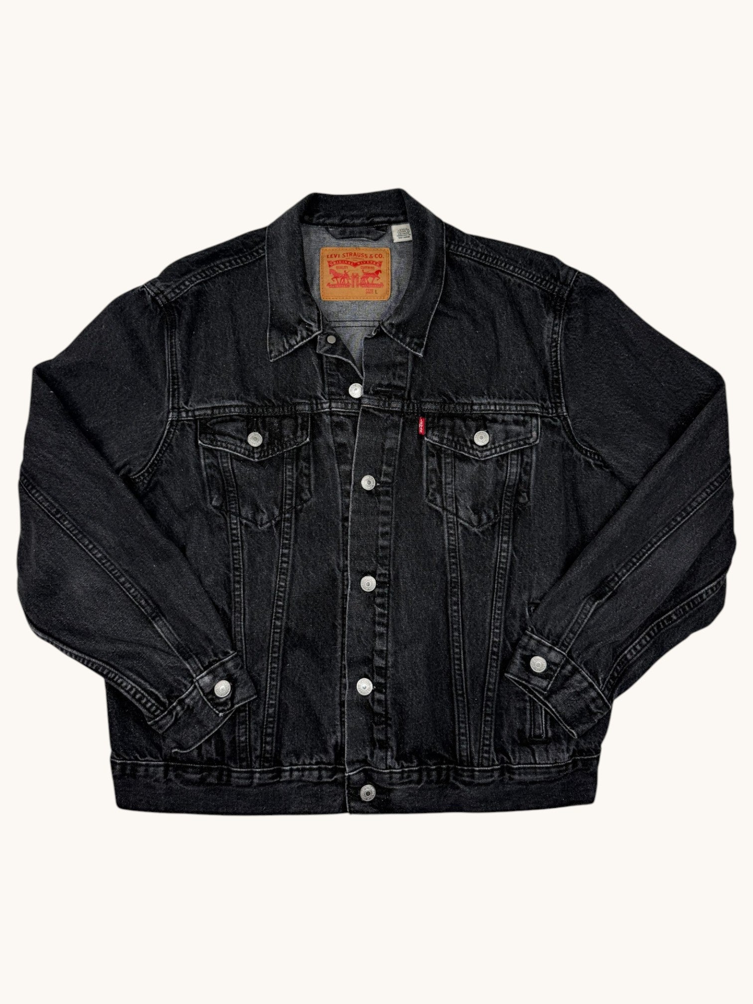 90s Levi's Black Denim Jacket - L