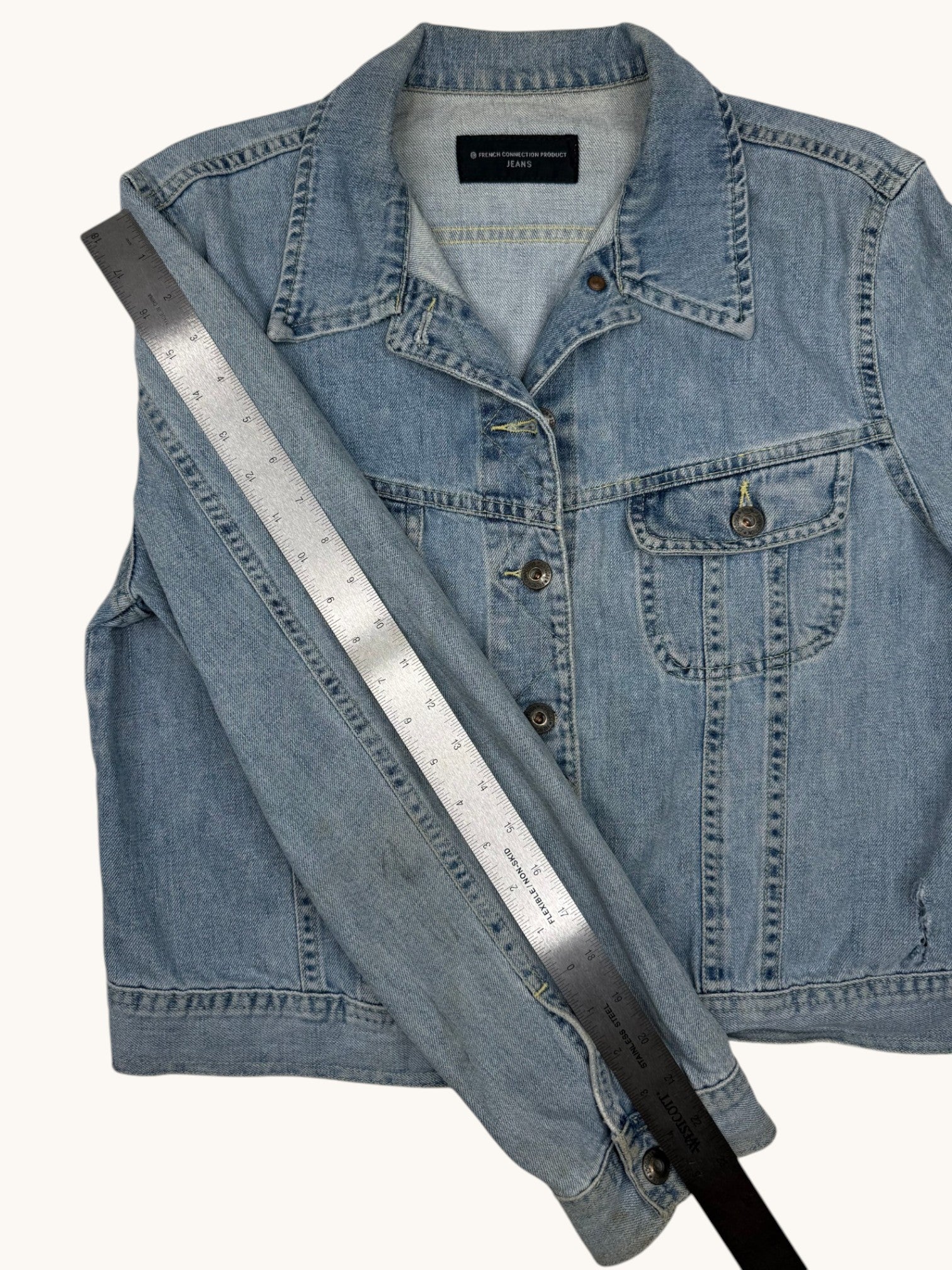 90s French Connection Blue Denim Jacket - L