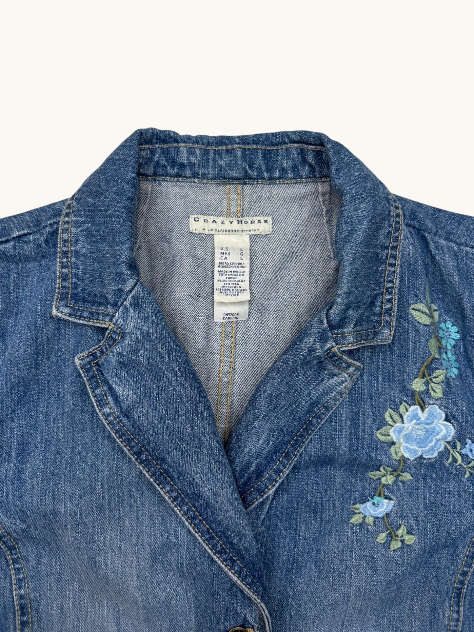 90s Crazy Horse Blue Denim Jacket - L