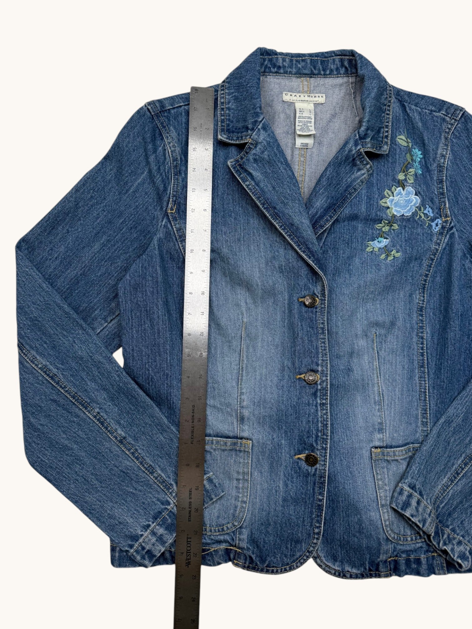 90s Crazy Horse Blue Denim Jacket - L