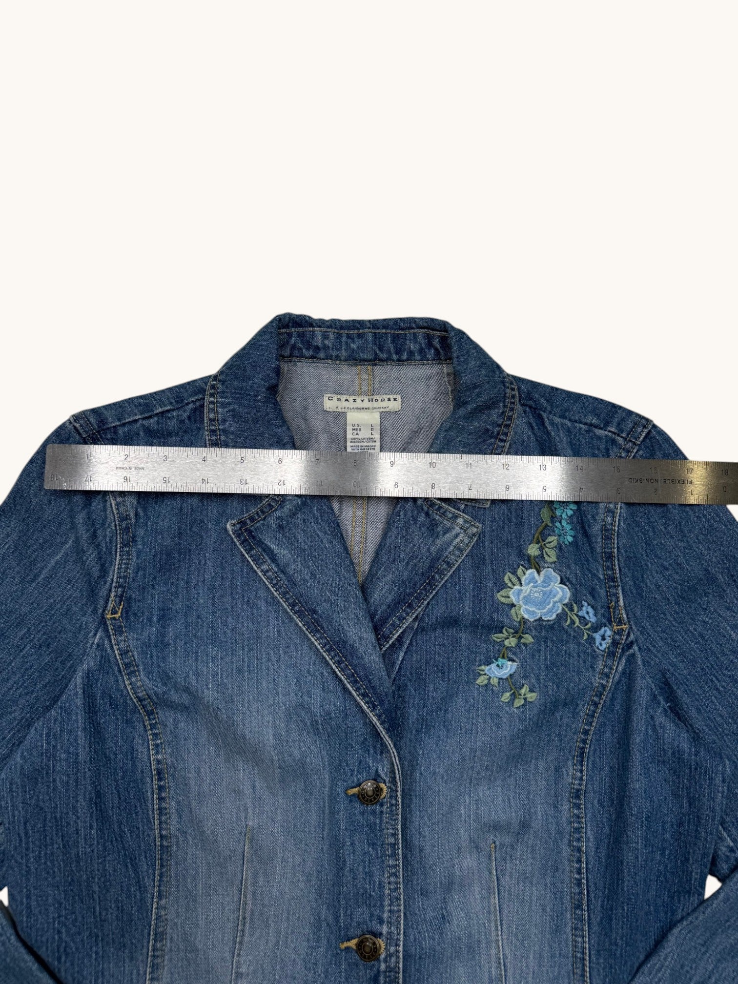 90s Crazy Horse Blue Denim Jacket - L