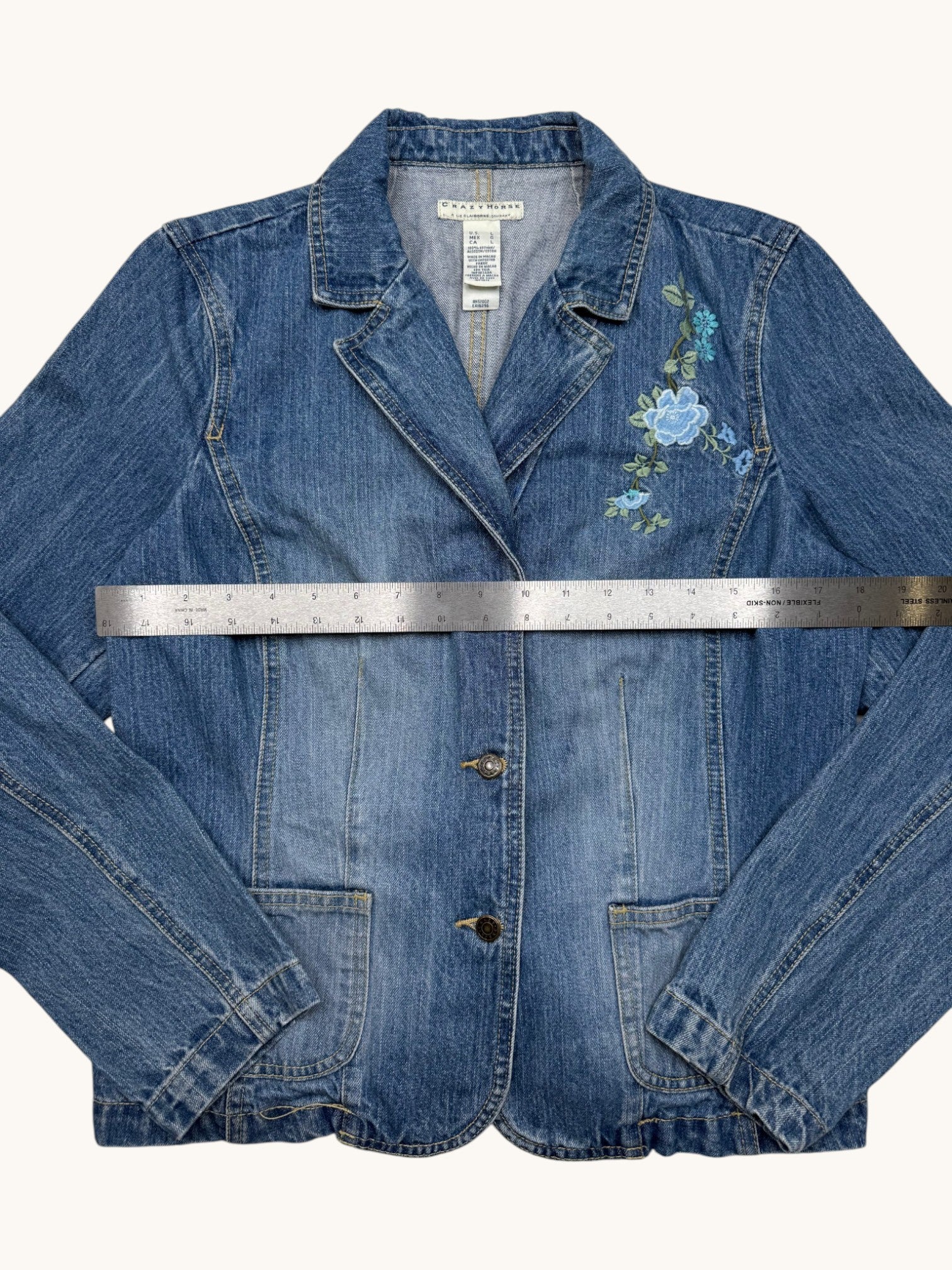 90s Crazy Horse Blue Denim Jacket - L