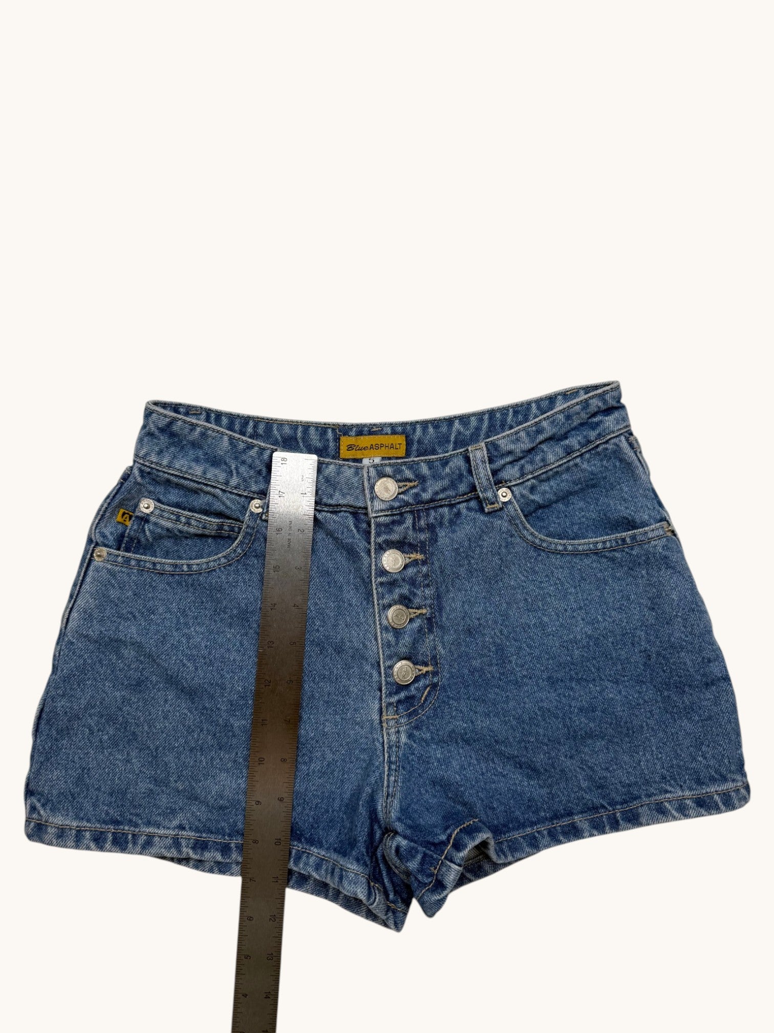 90s Blue Asphalt Blue Denim Shorts - 5