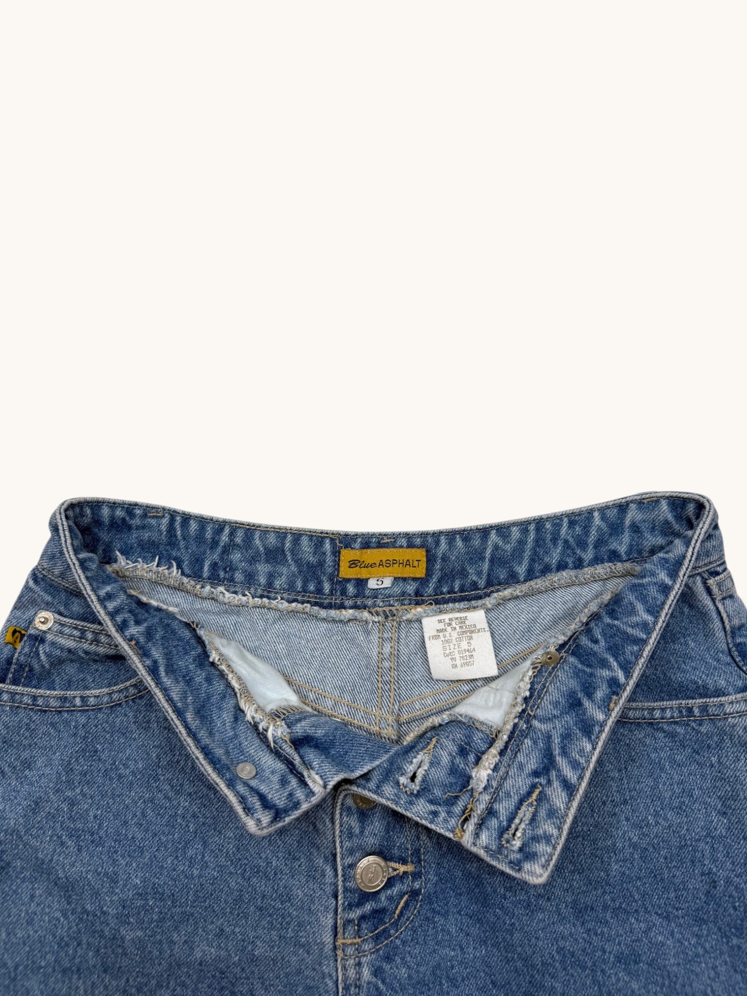 90s Blue Asphalt Blue Denim Shorts - 5