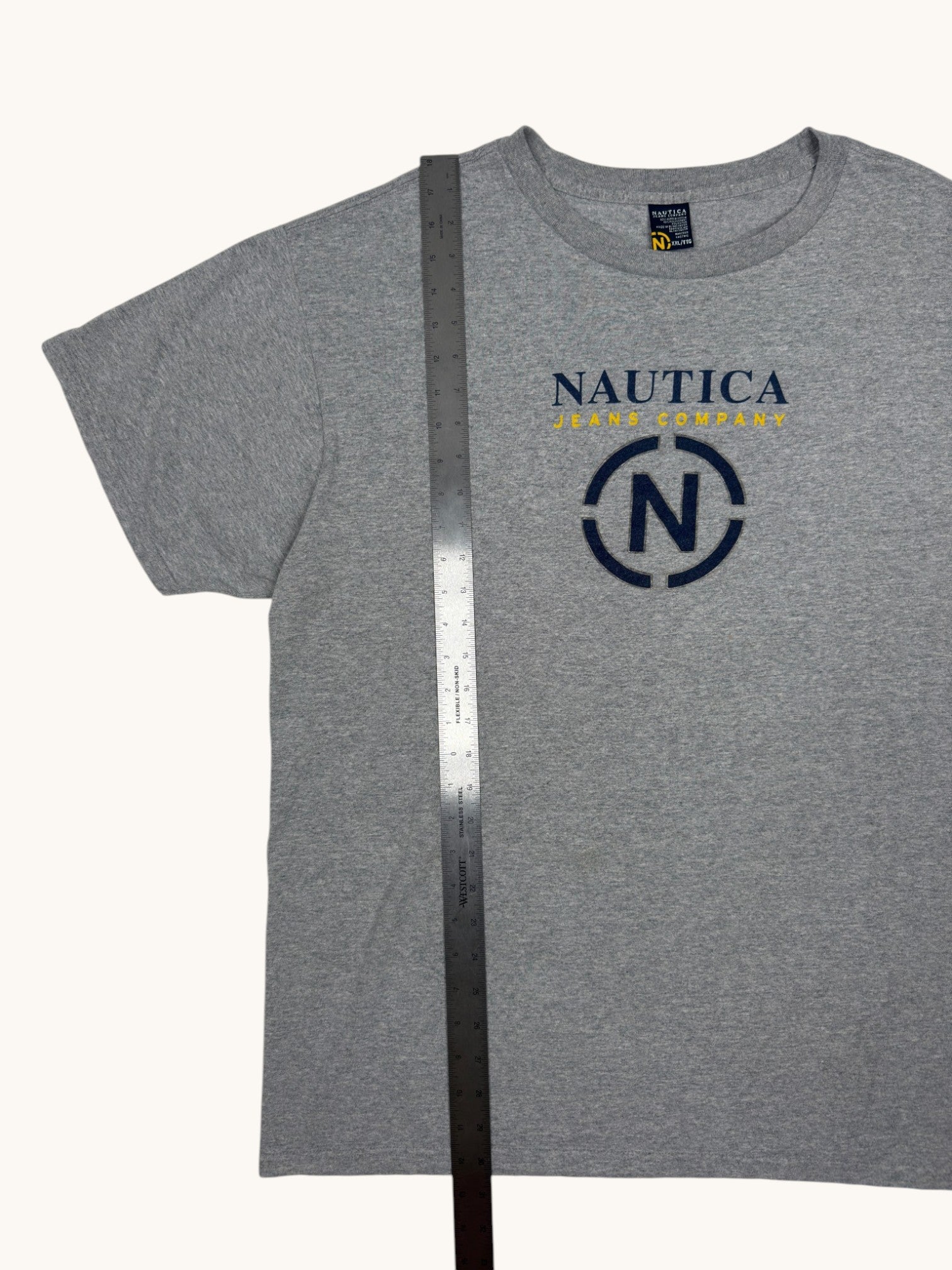 90s Nautica Gray Graphic Tee - 2XL