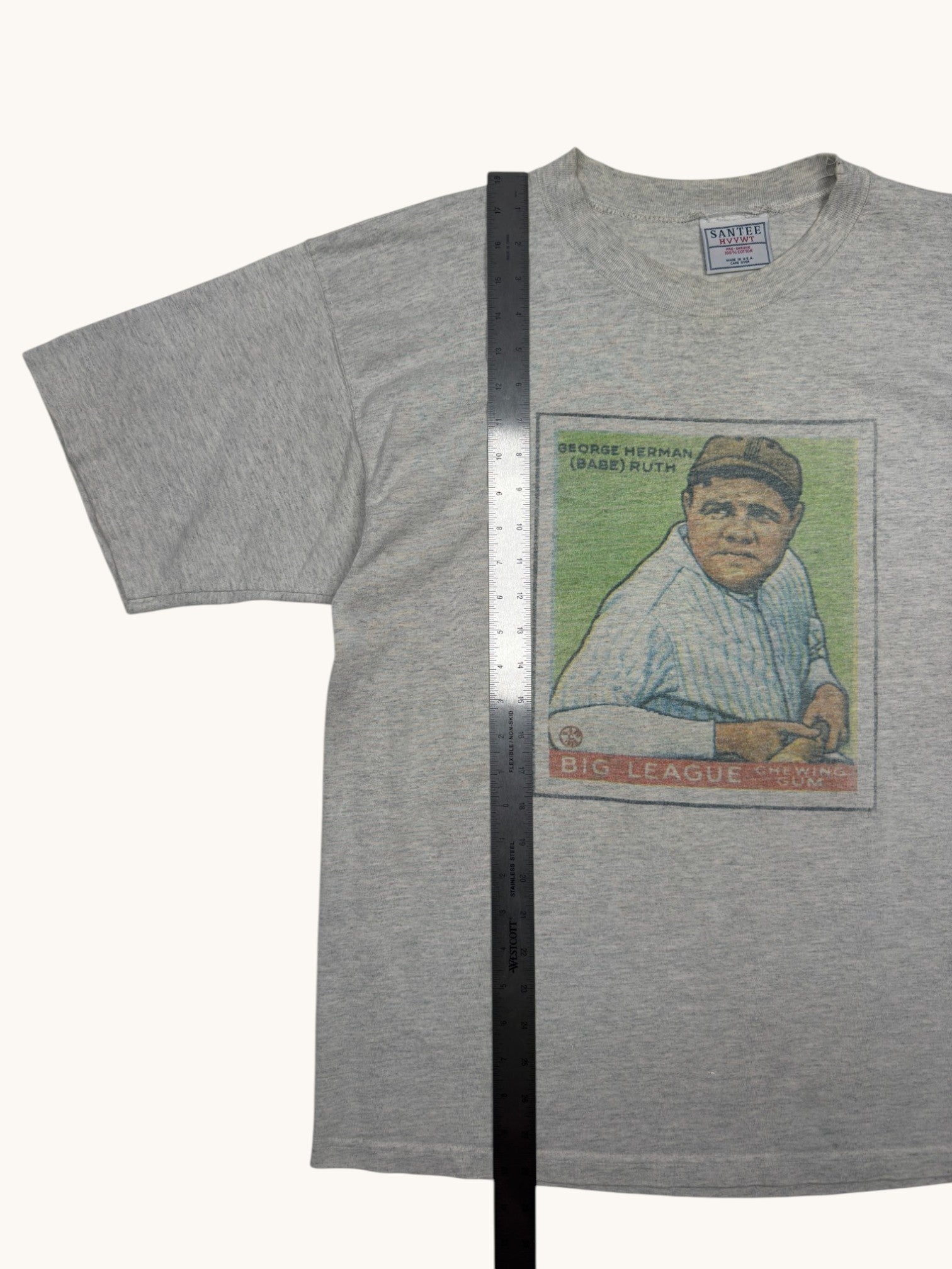 90s Santee Hvywt Gray Babe Ruth Tee