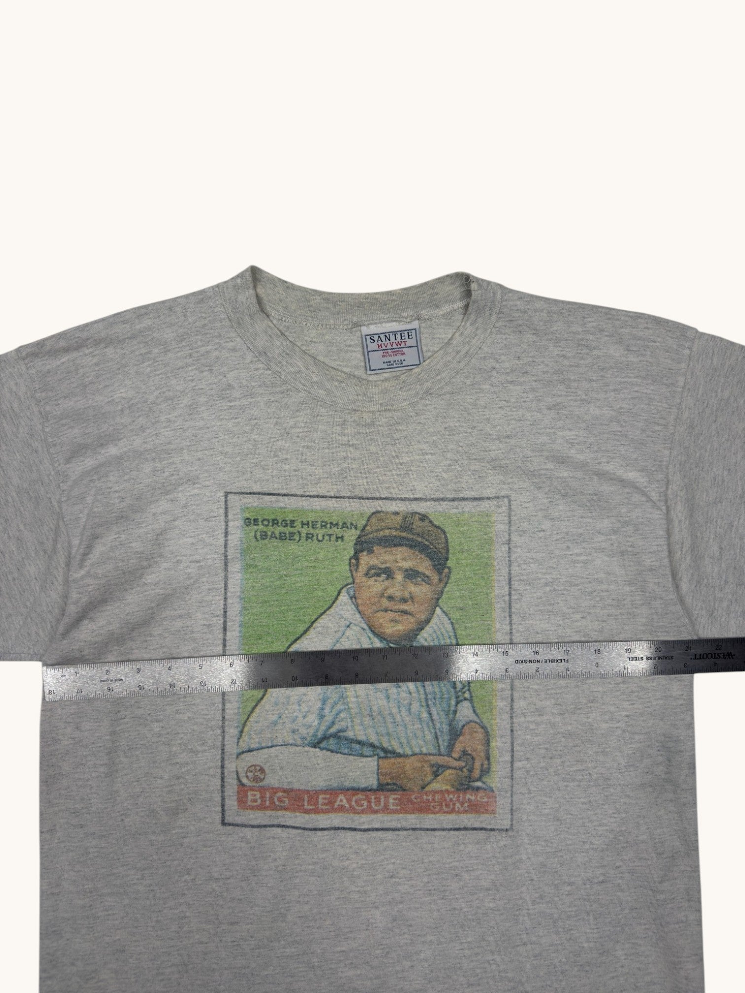 90s Santee Hvywt Gray Babe Ruth Tee