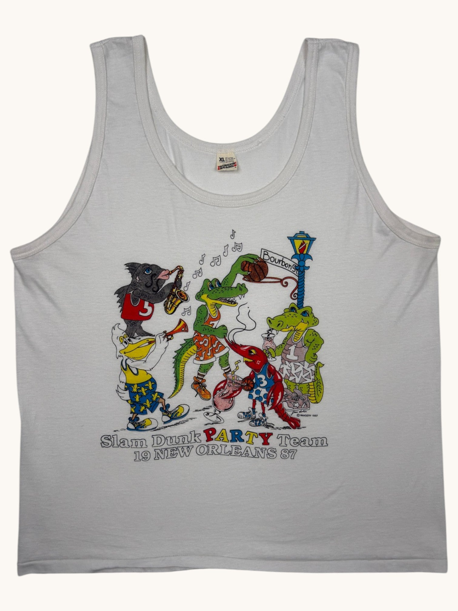 90s Screen Stars White New Orleans Tank - XL