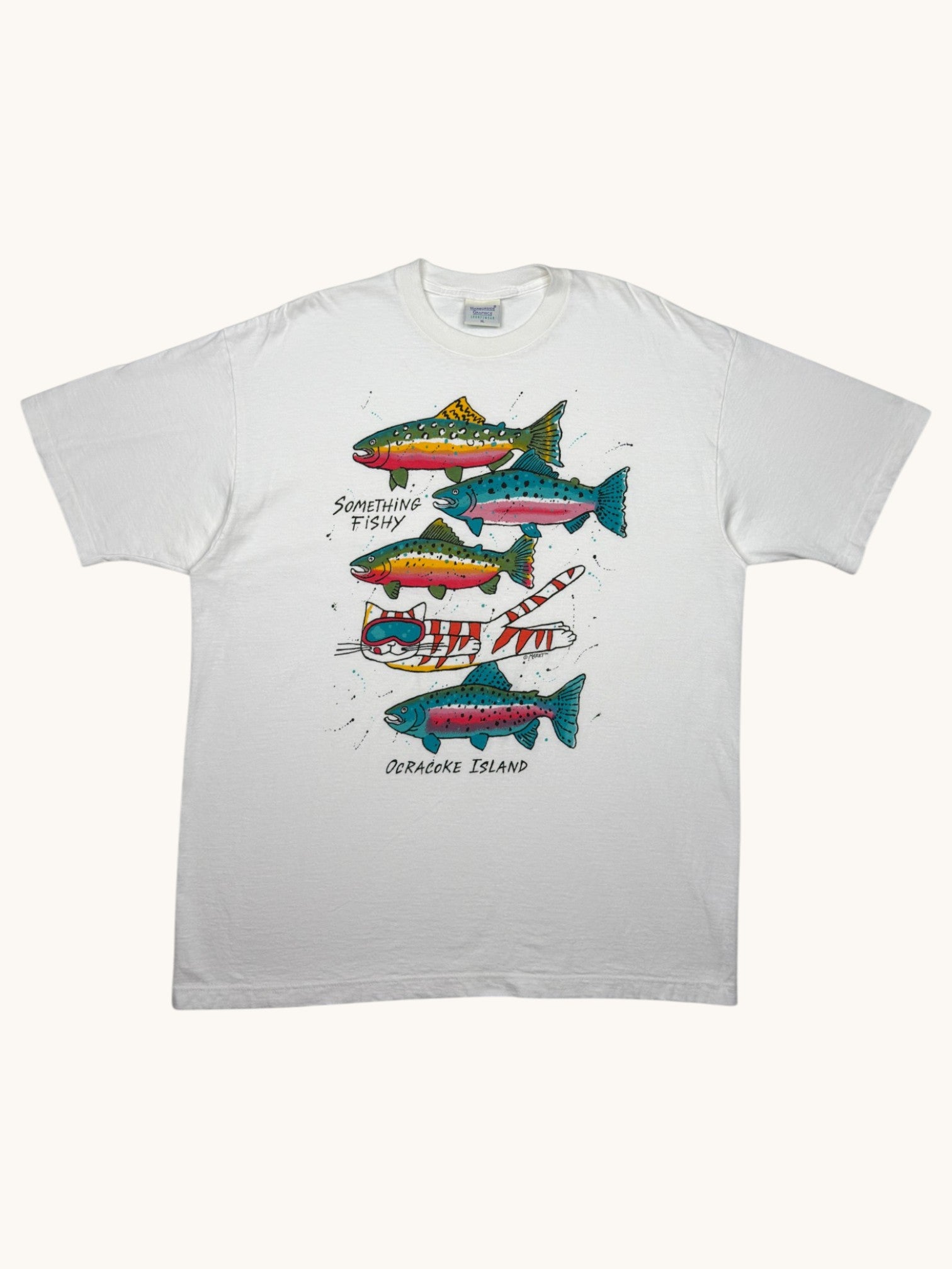 90s Harborside Graphics Sportswear Something Fishy Tee - XL