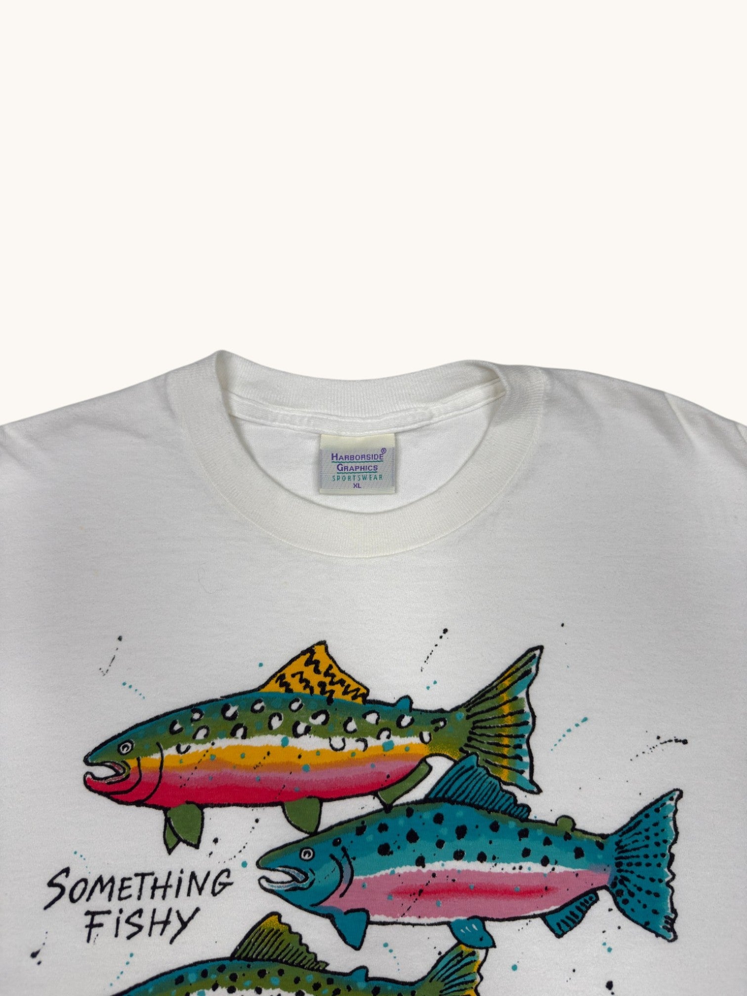 90s Harborside Graphics Sportswear Something Fishy Tee - XL