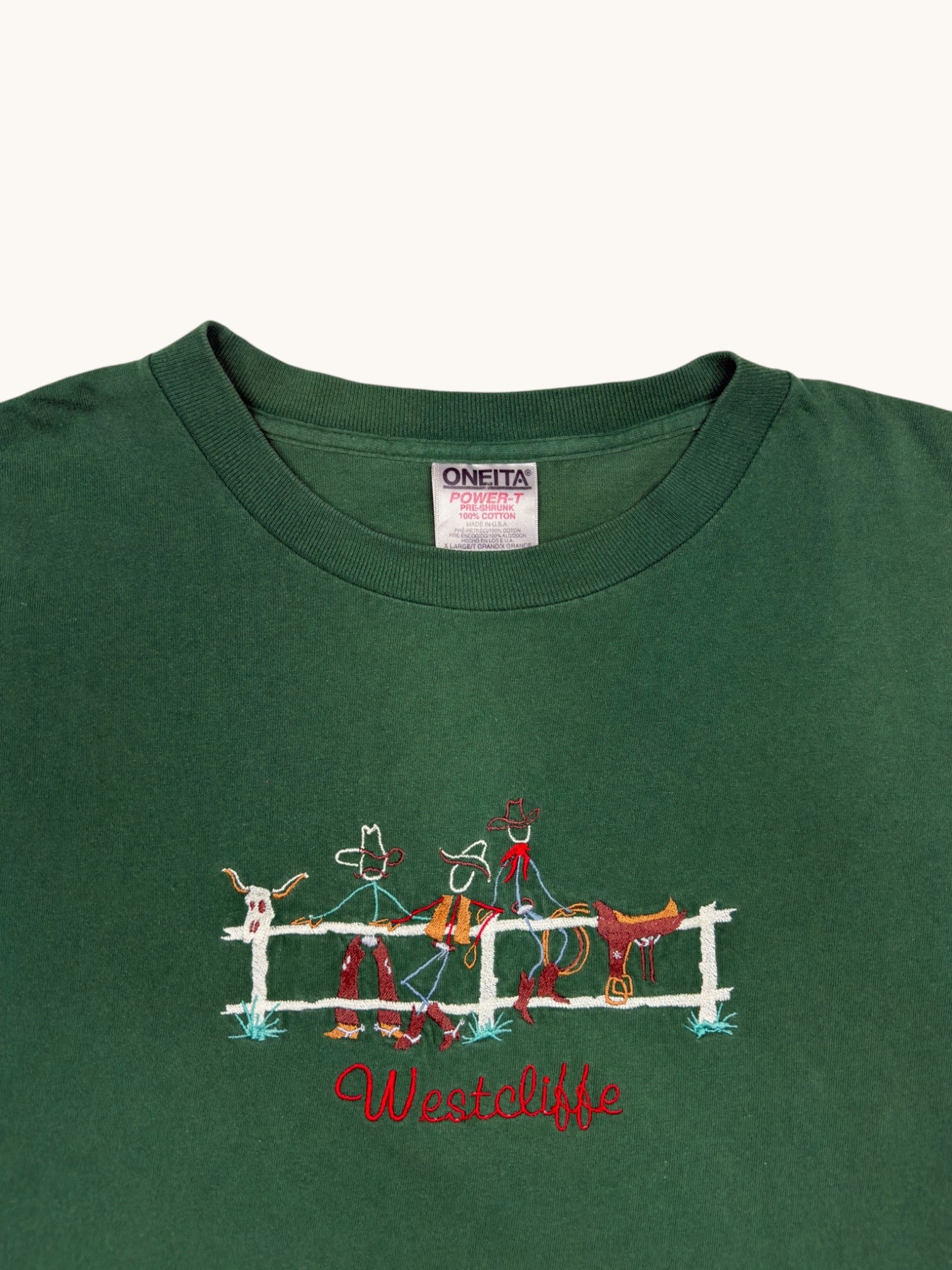 90s Oneita Green Westcliffe Tee - XL