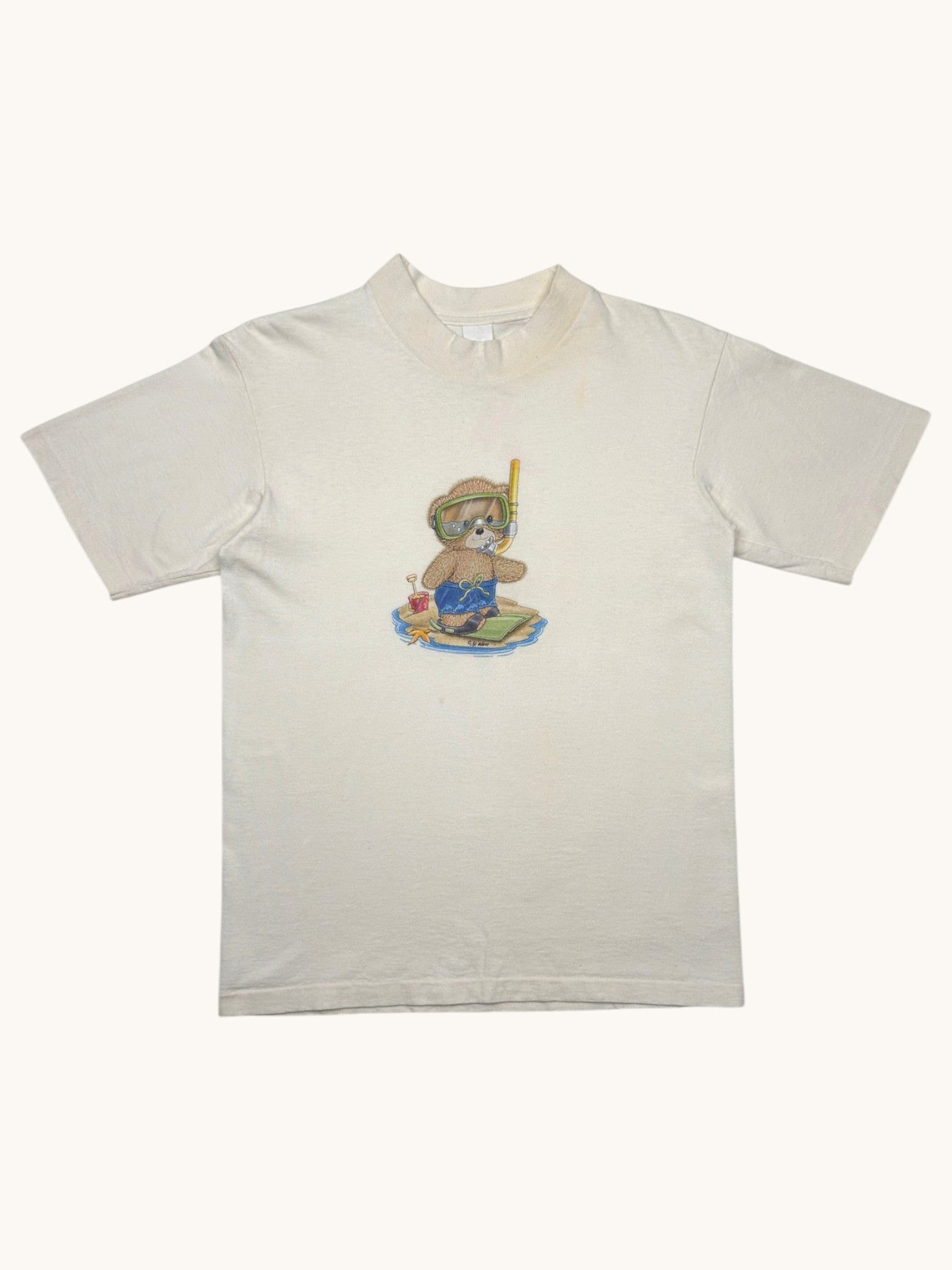 90s Beige Air Waves Graphic Tee - L