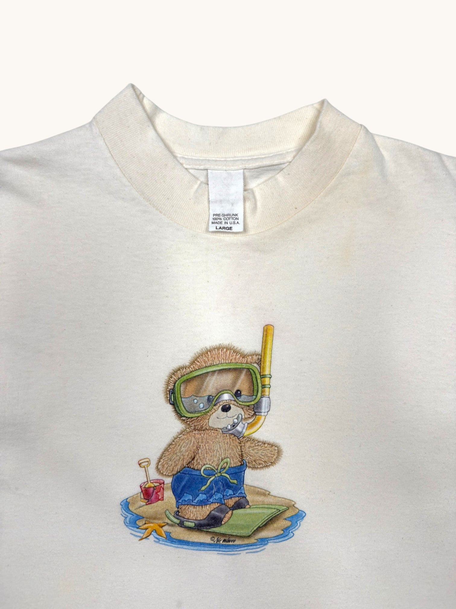 90s Beige Air Waves Graphic Tee - L