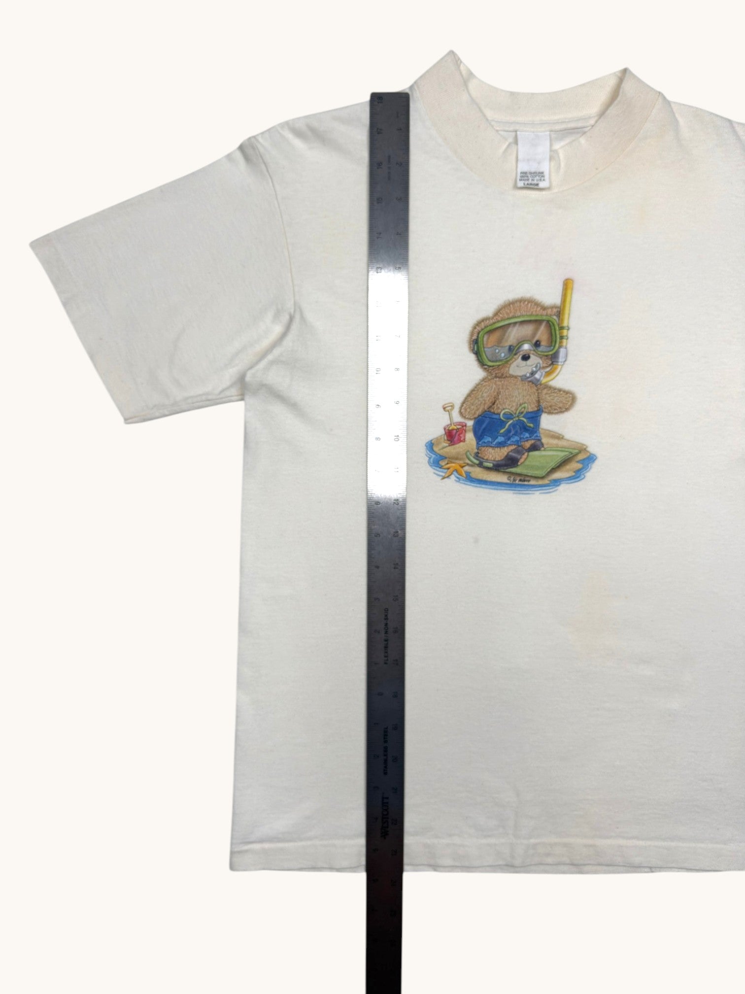 90s Beige Air Waves Graphic Tee - L