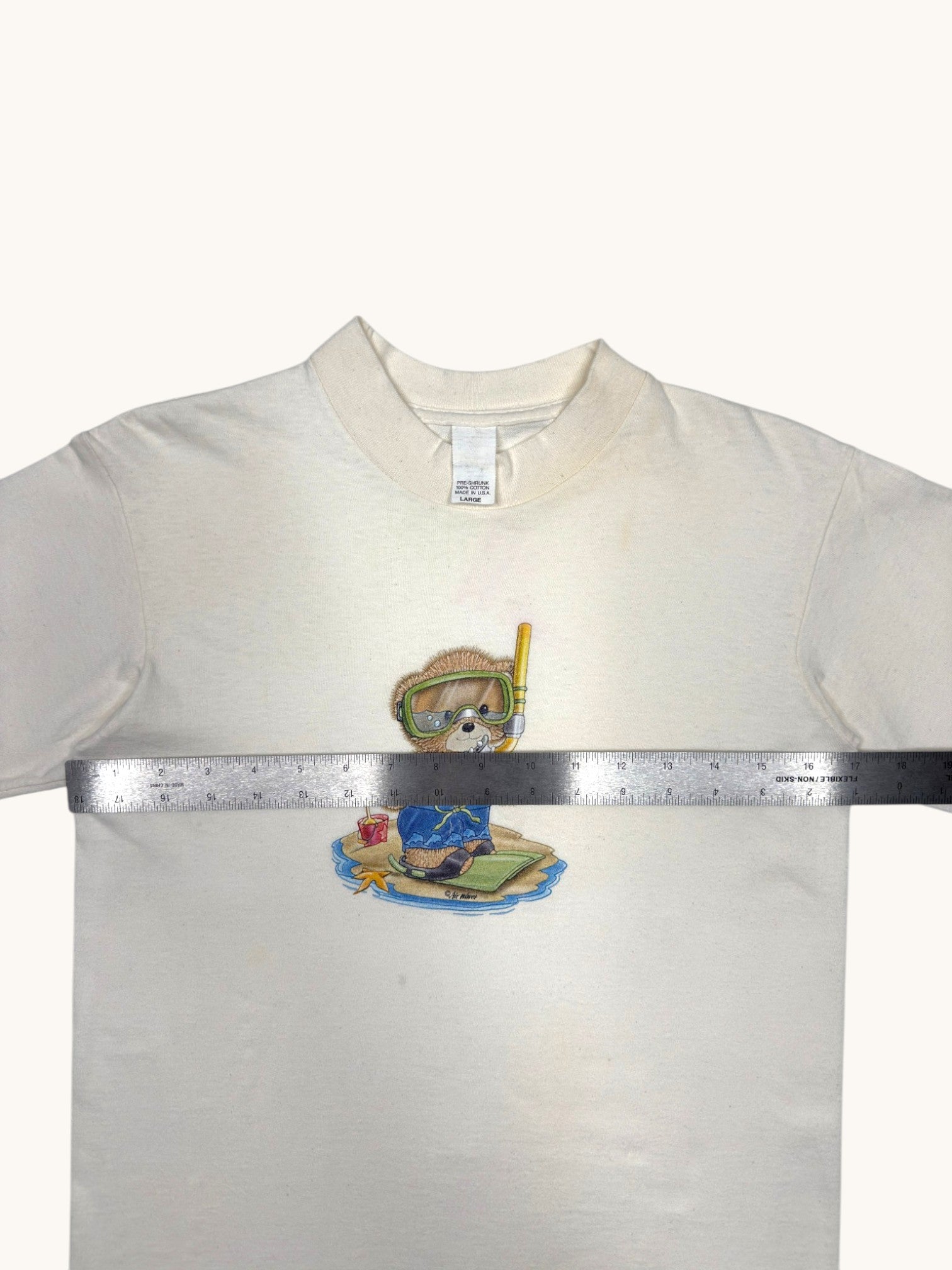 90s Beige Air Waves Graphic Tee - L