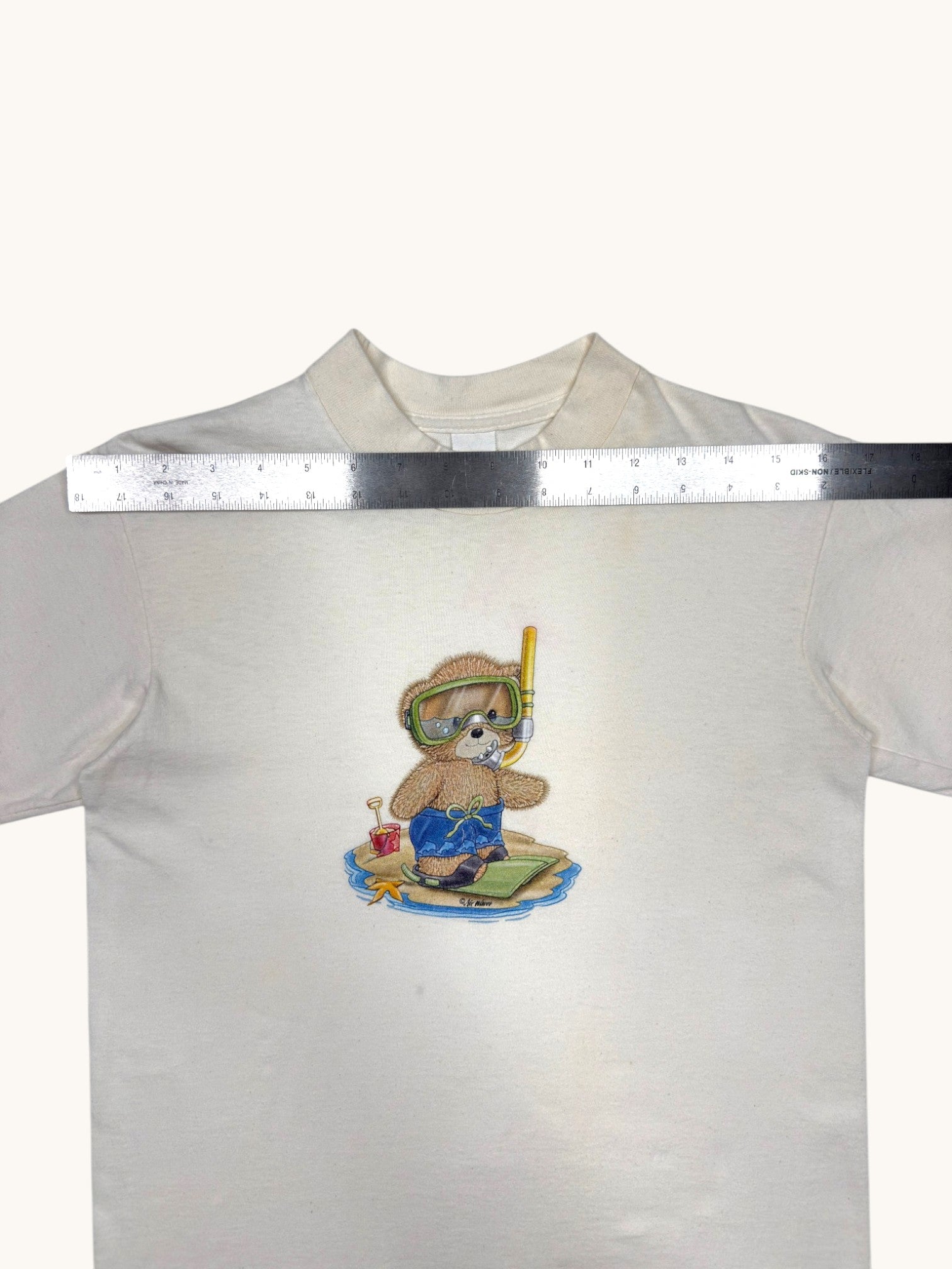 90s Beige Air Waves Graphic Tee - L