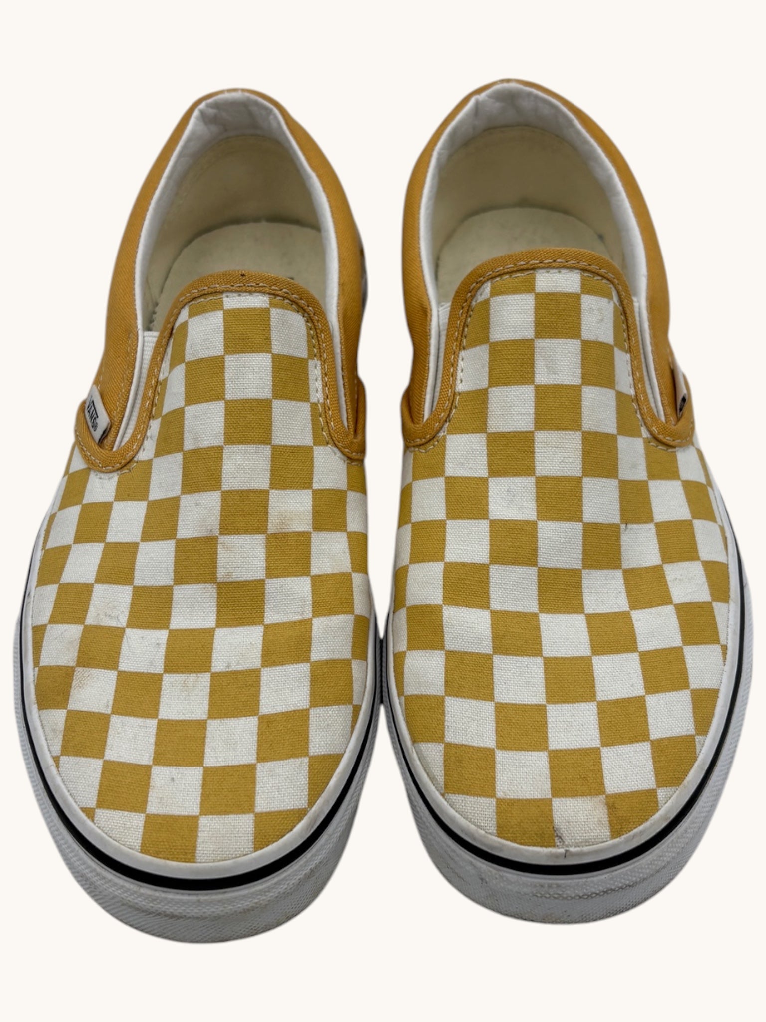 00s Vans Yellow Checkered Slip-Ons - 8 W