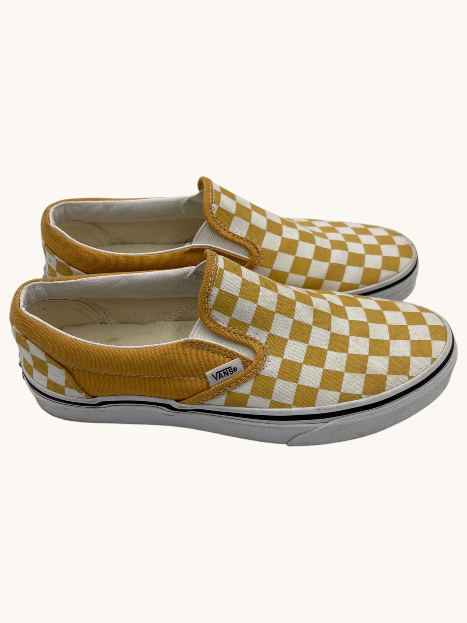 00s Vans Yellow Checkered Slip-Ons - 8 W