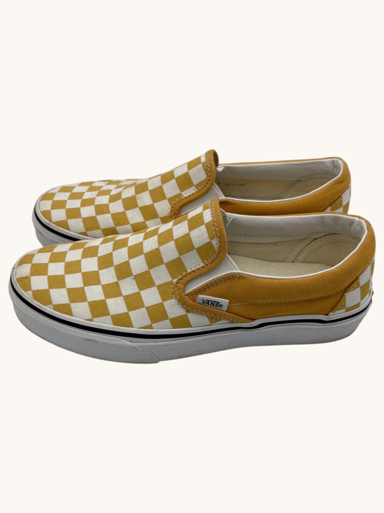 00s Vans Yellow Checkered Slip-Ons - 8 W