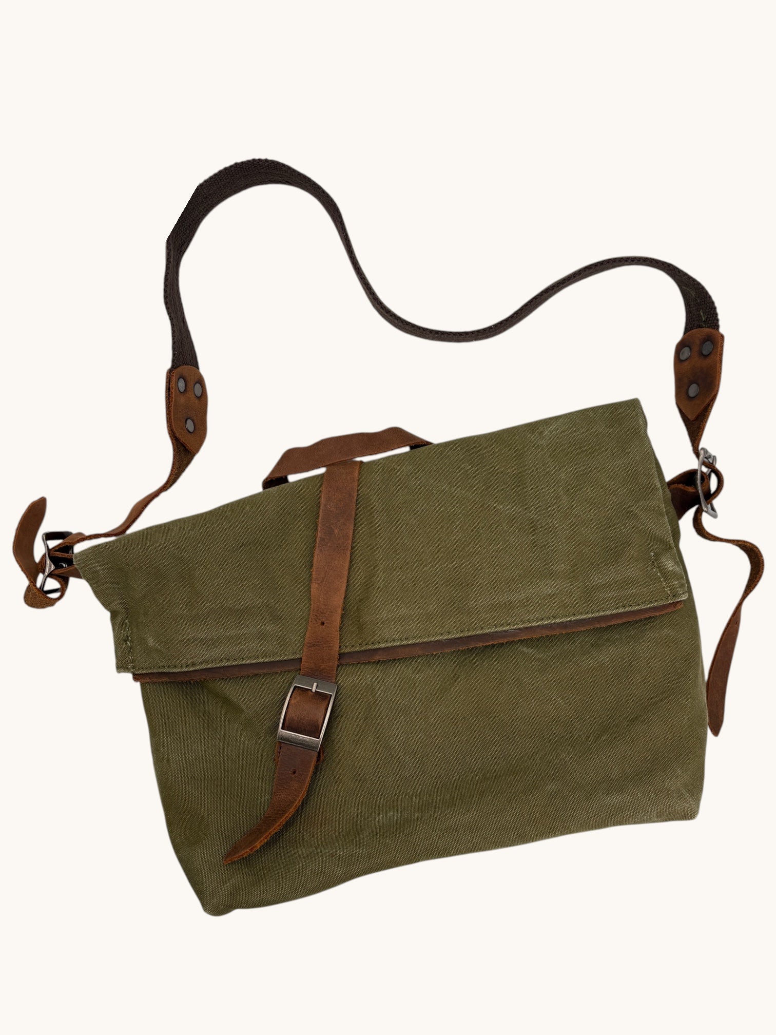 90s Green Canvas Messenger Bag