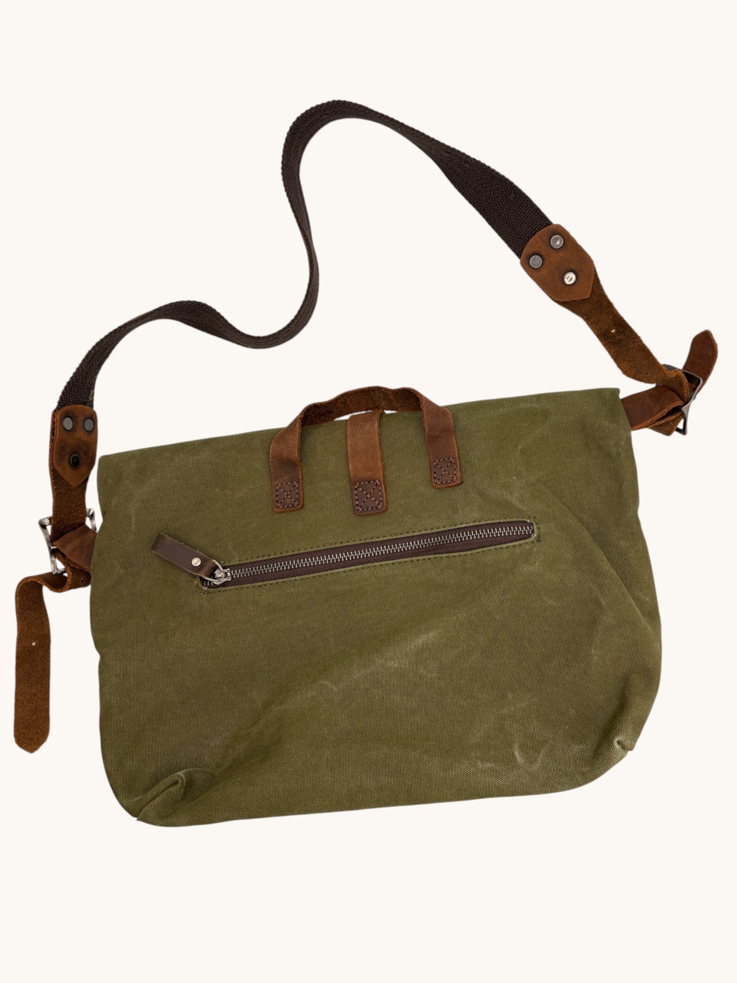 90s Green Canvas Messenger Bag