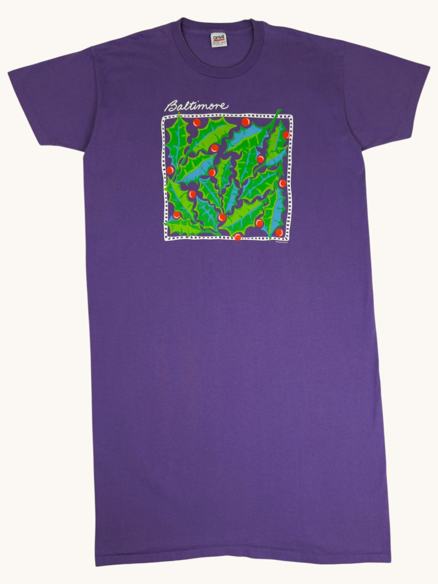 90s Anvil Purple Baltimore Holly Graphic Tee - OS