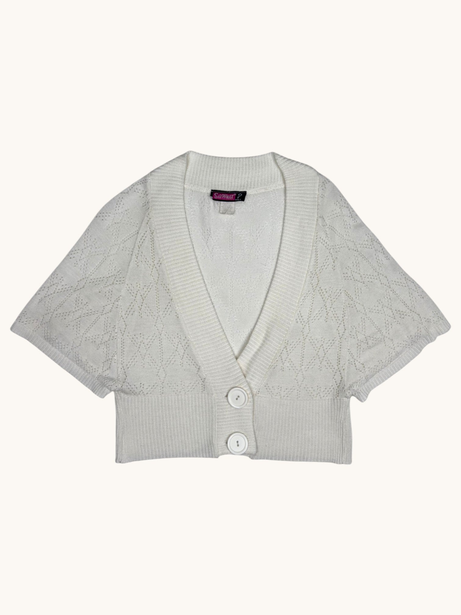 90s Say What? White Knit Cardigan - M
