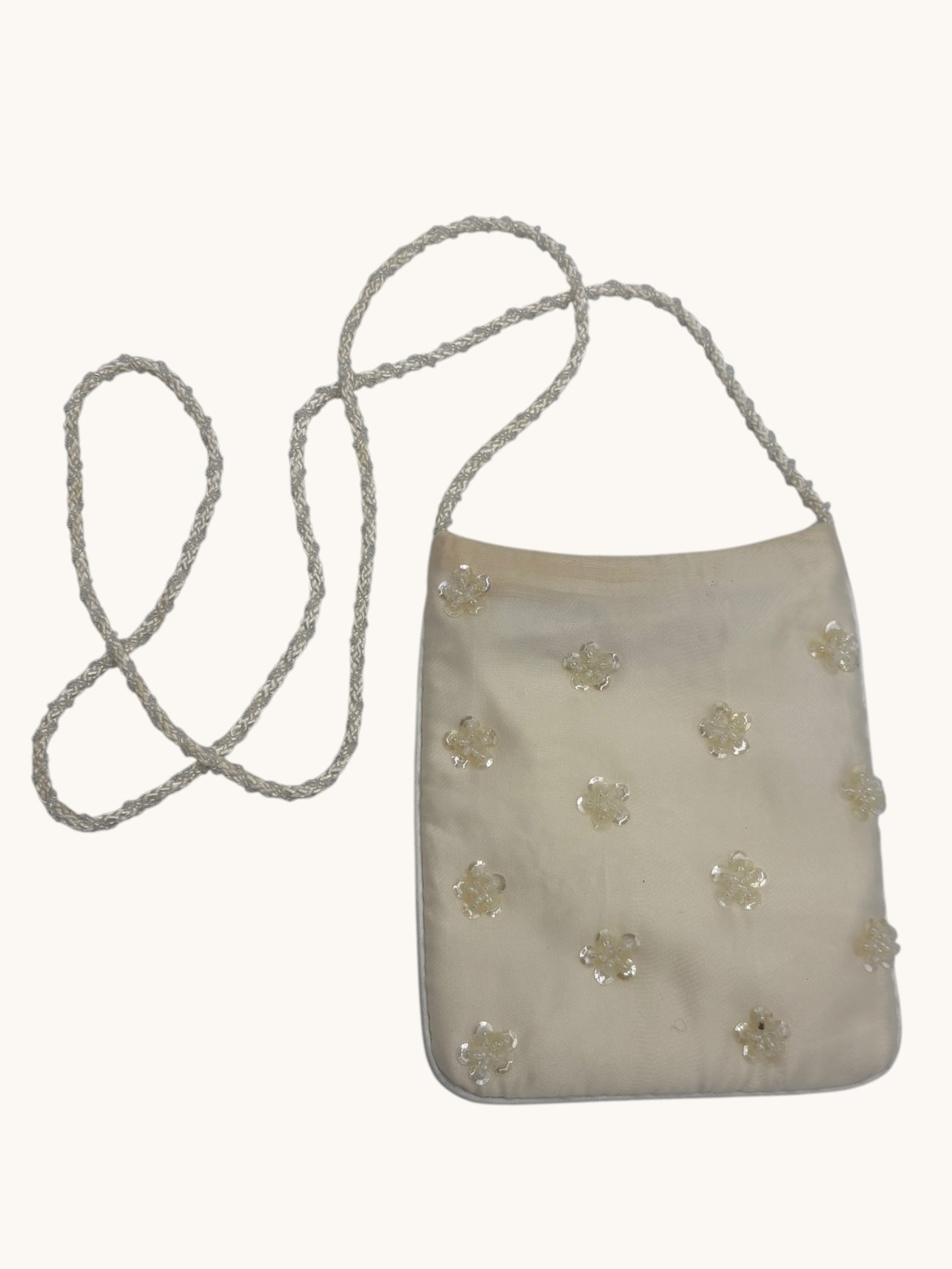 90s La Regale Ltd White Beaded Crossbody Bag