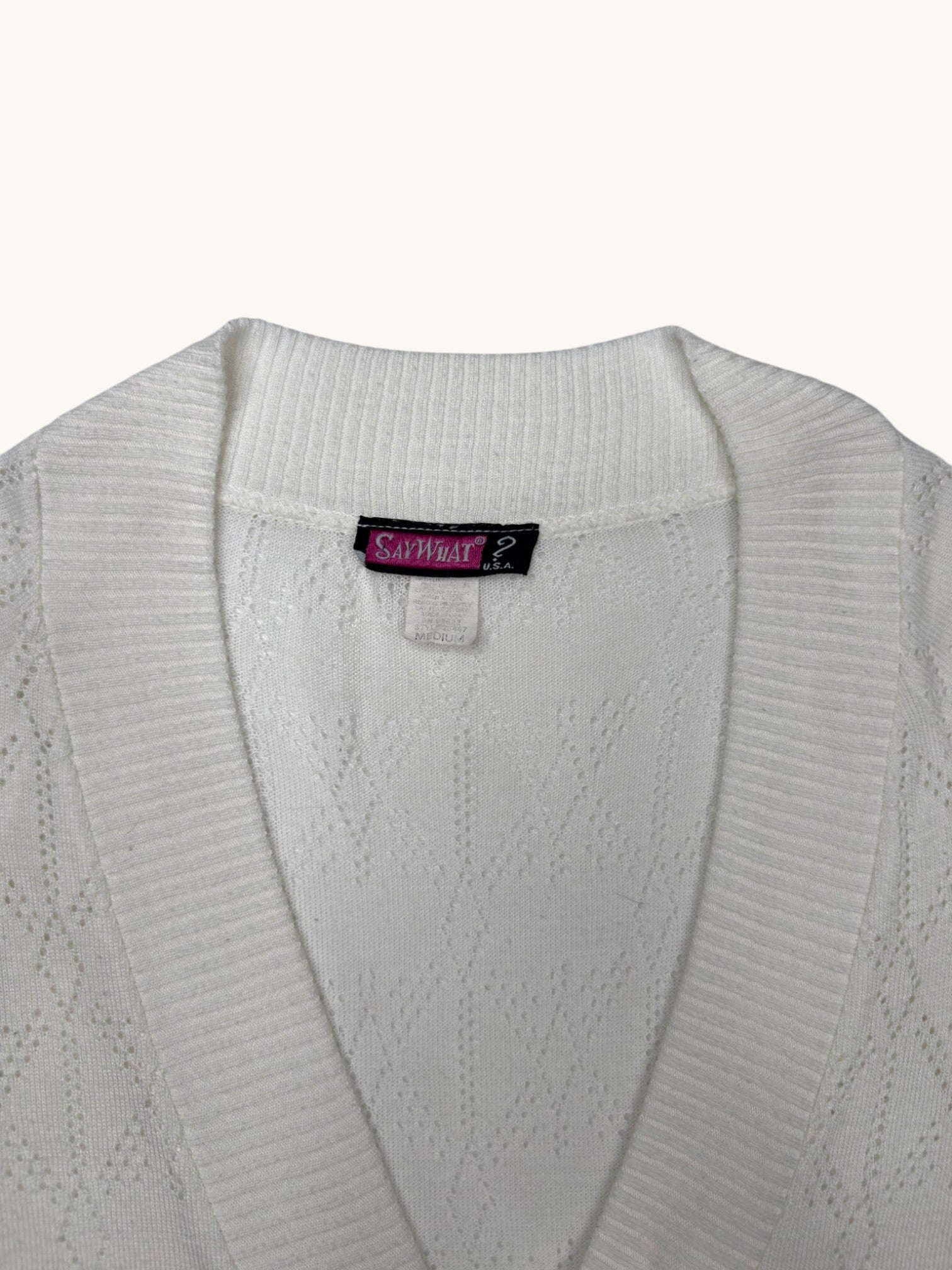 90s Say What? White Knit Cardigan - M
