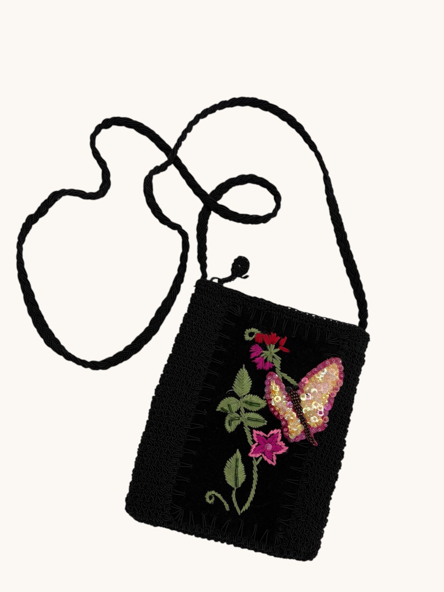 90s Black Butterfly Crossbody Bag